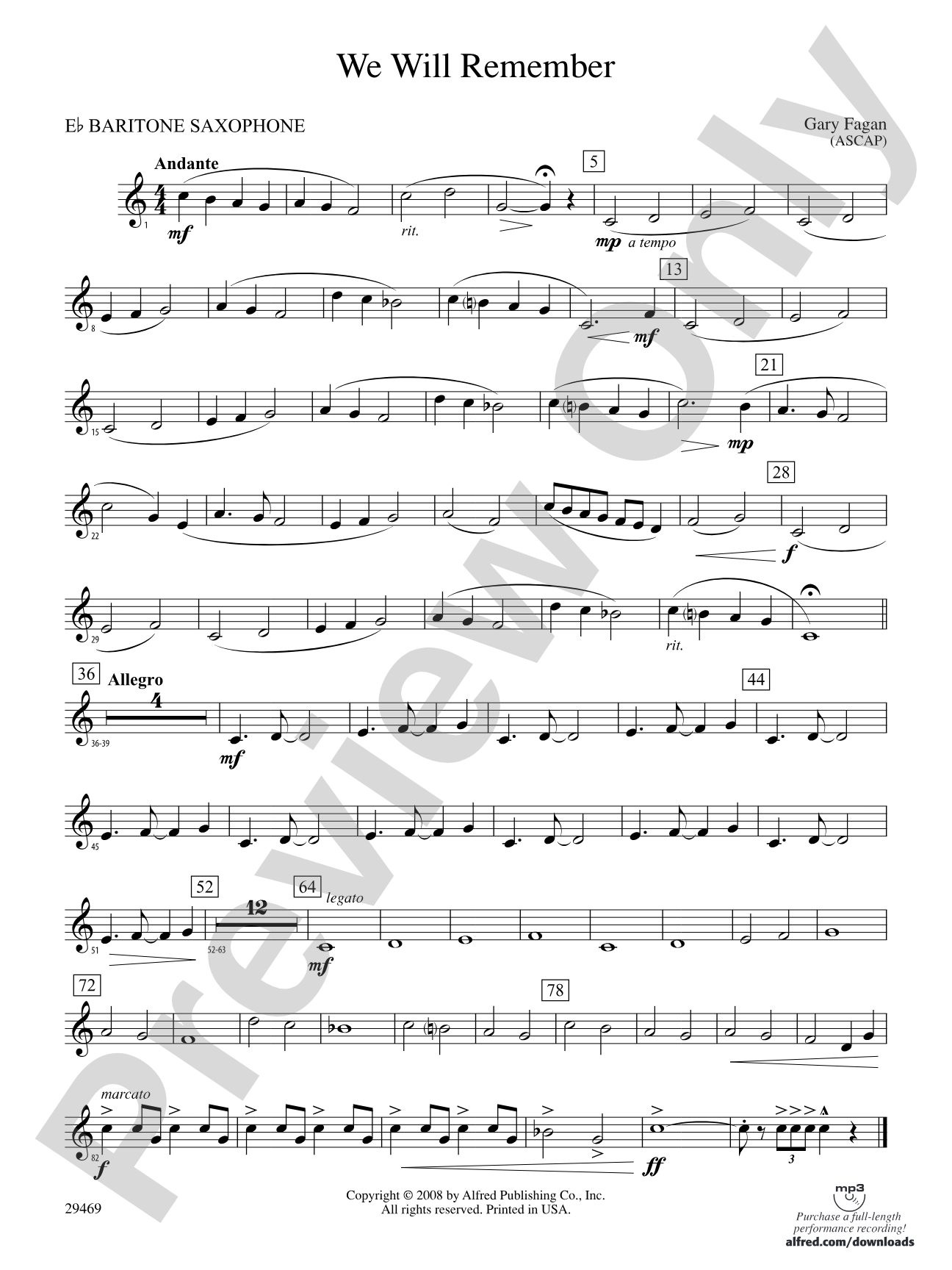 We Will Remember: E-flat Baritone Saxophone