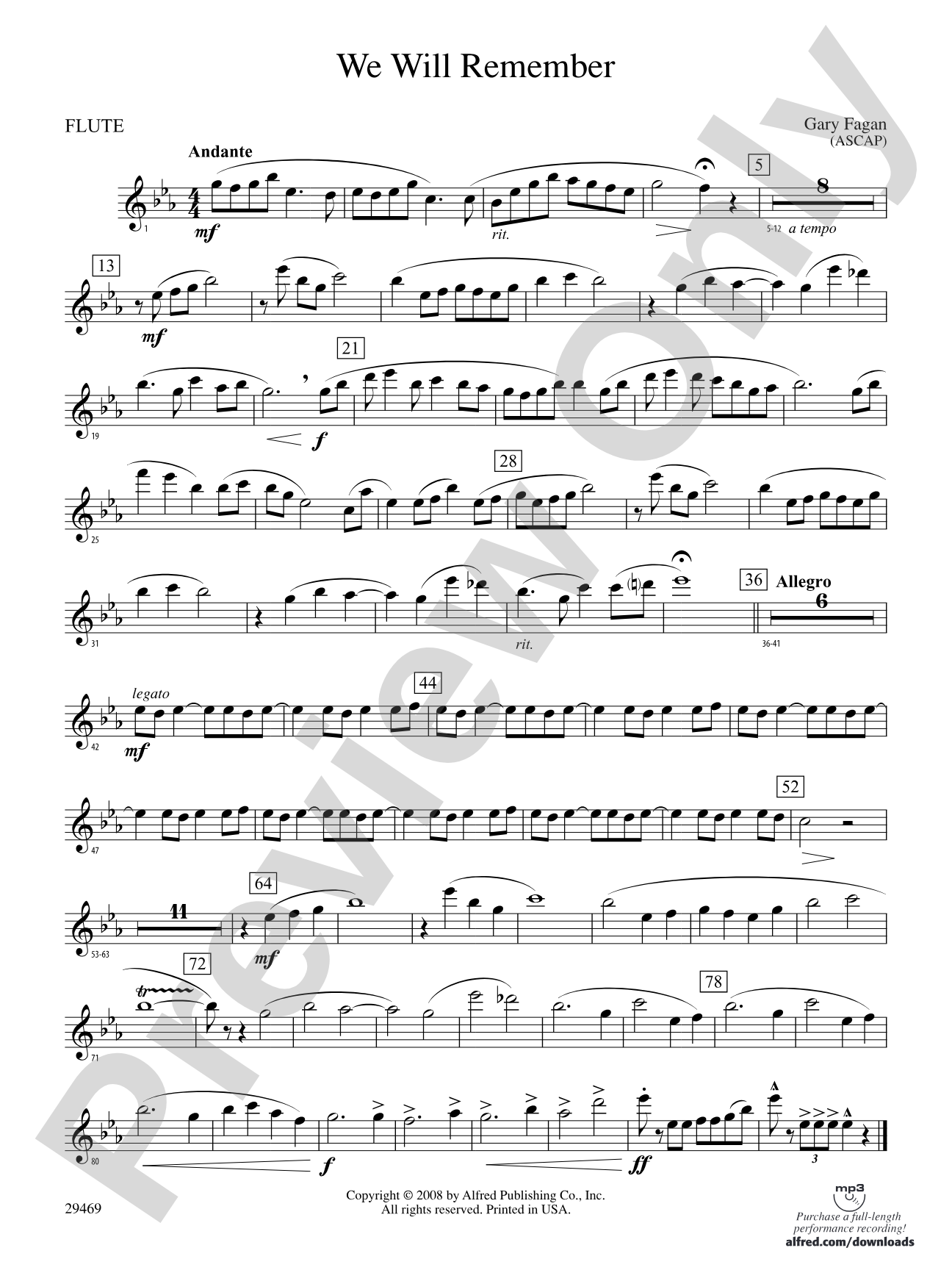 We Will Remember: Flute