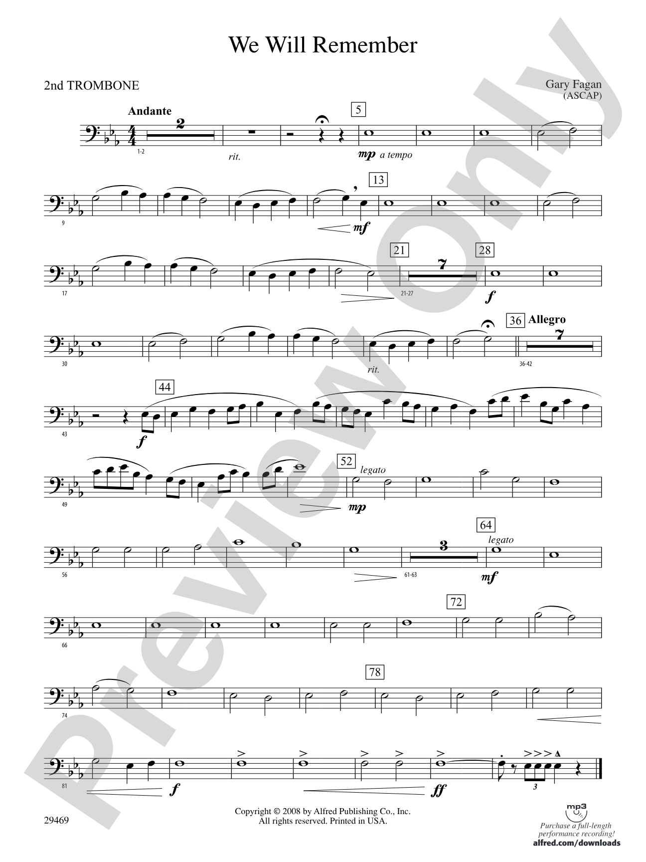 We Will Remember: 2nd Trombone