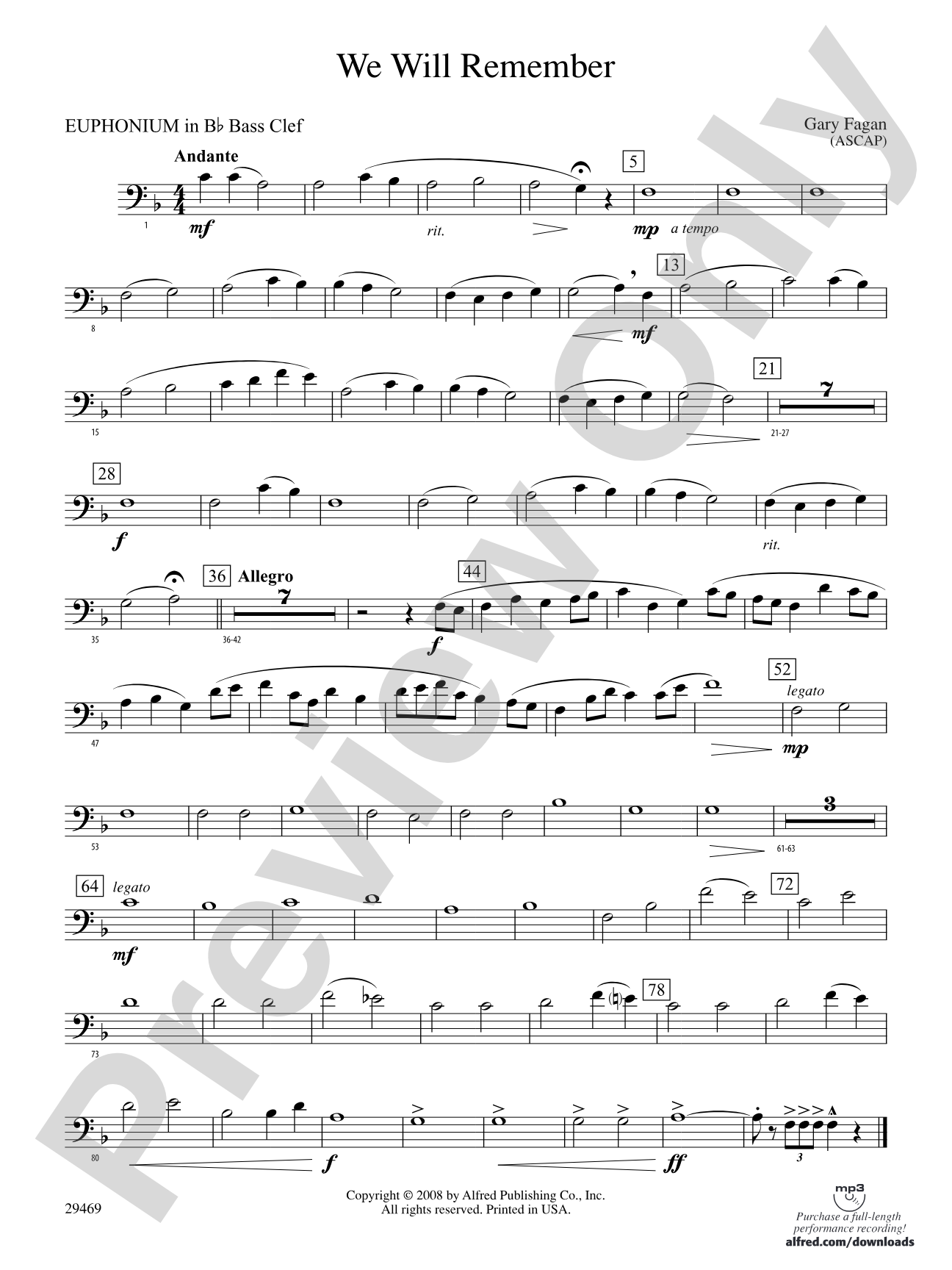 We Will Remember: (wp) B-flat Baritone B.C.
