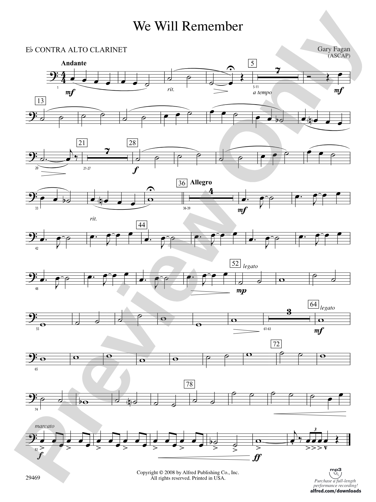 We Will Remember: (wp) E-flat Contrabass Clarinet