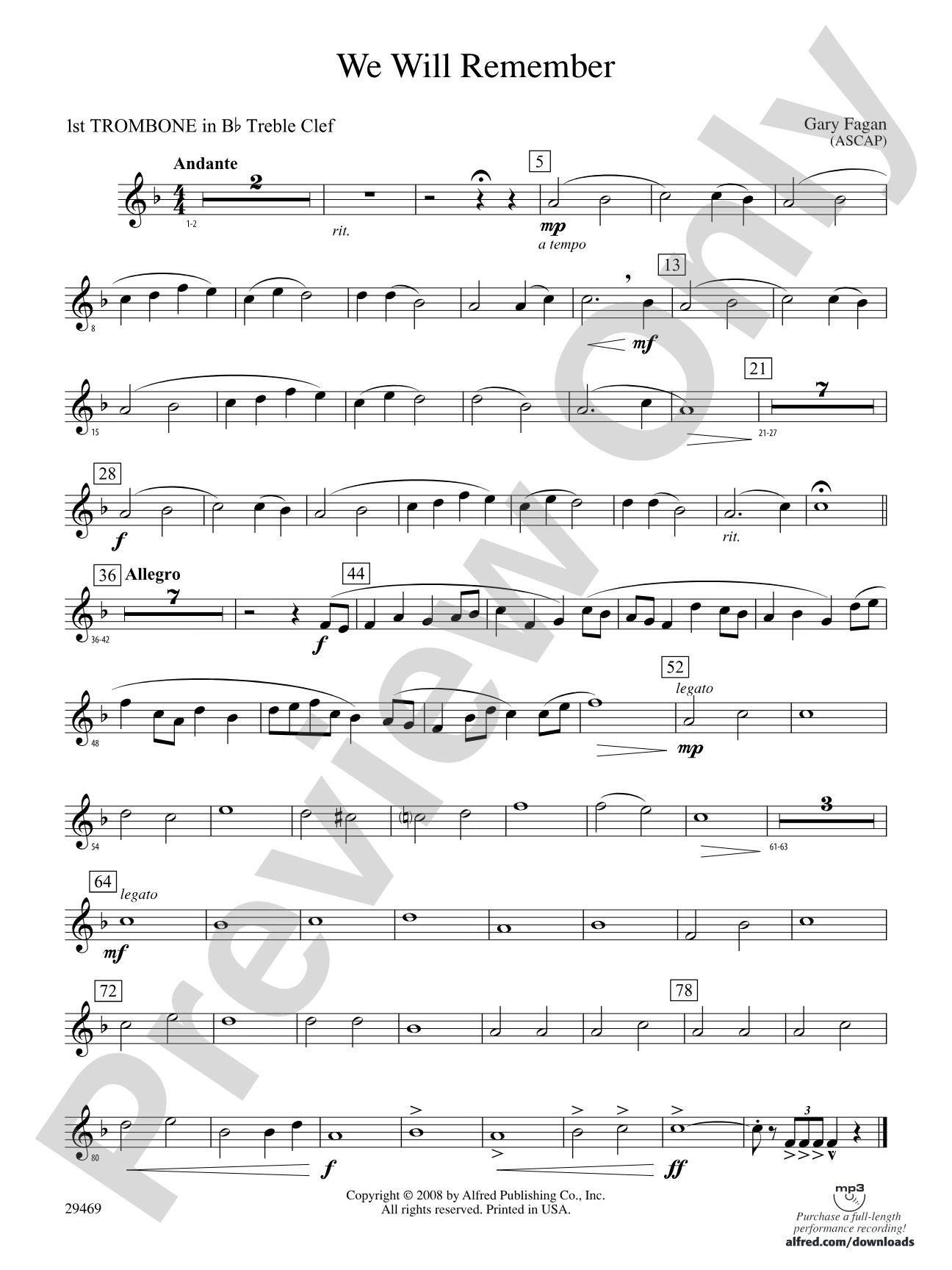 We Will Remember: (wp) 1st B-flat Trombone T.C.