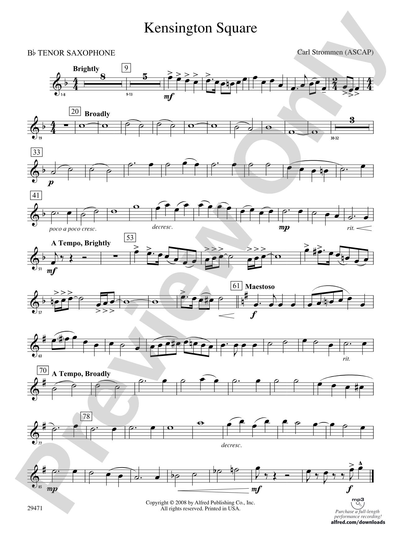 Kensington Square: B-flat Tenor Saxophone