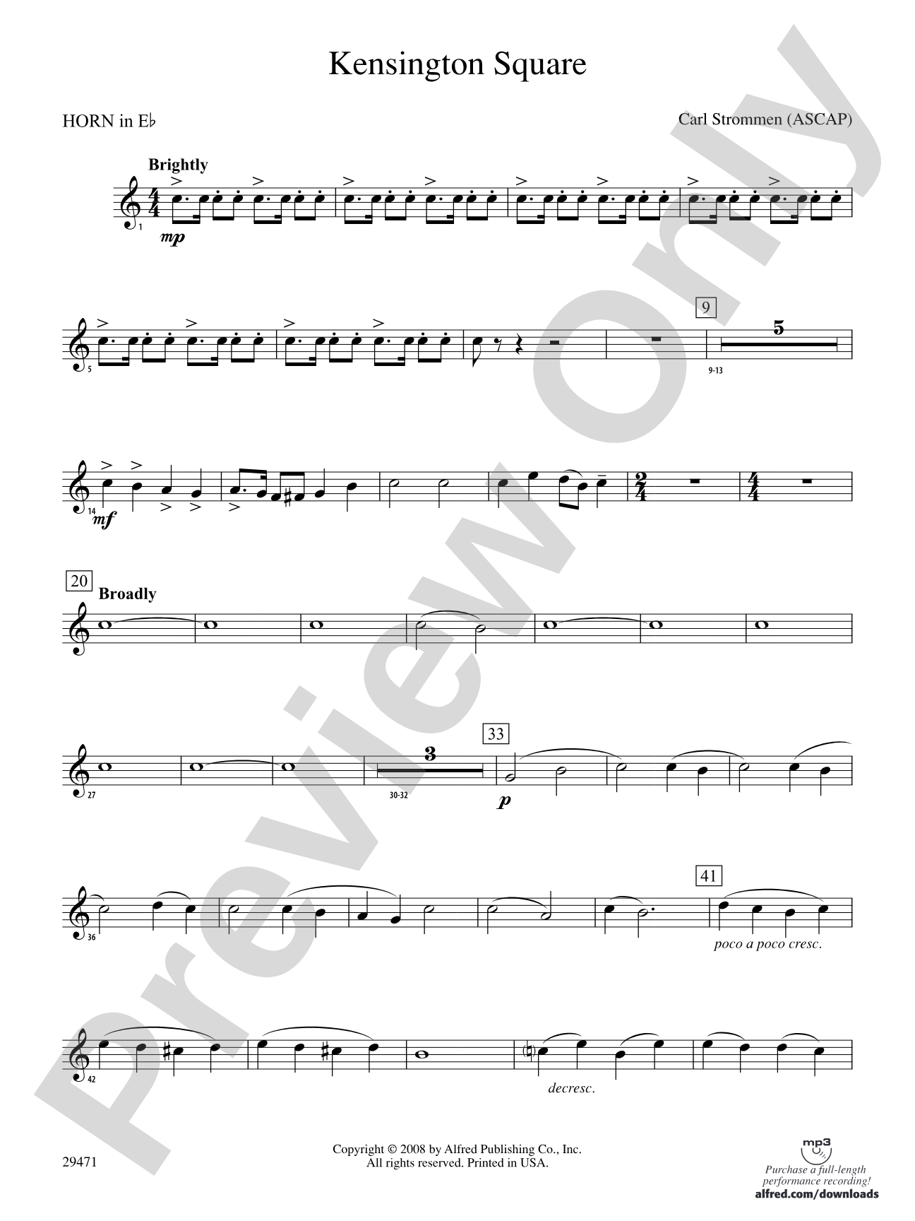 Kensington Square: (wp) 1st Horn in E-flat