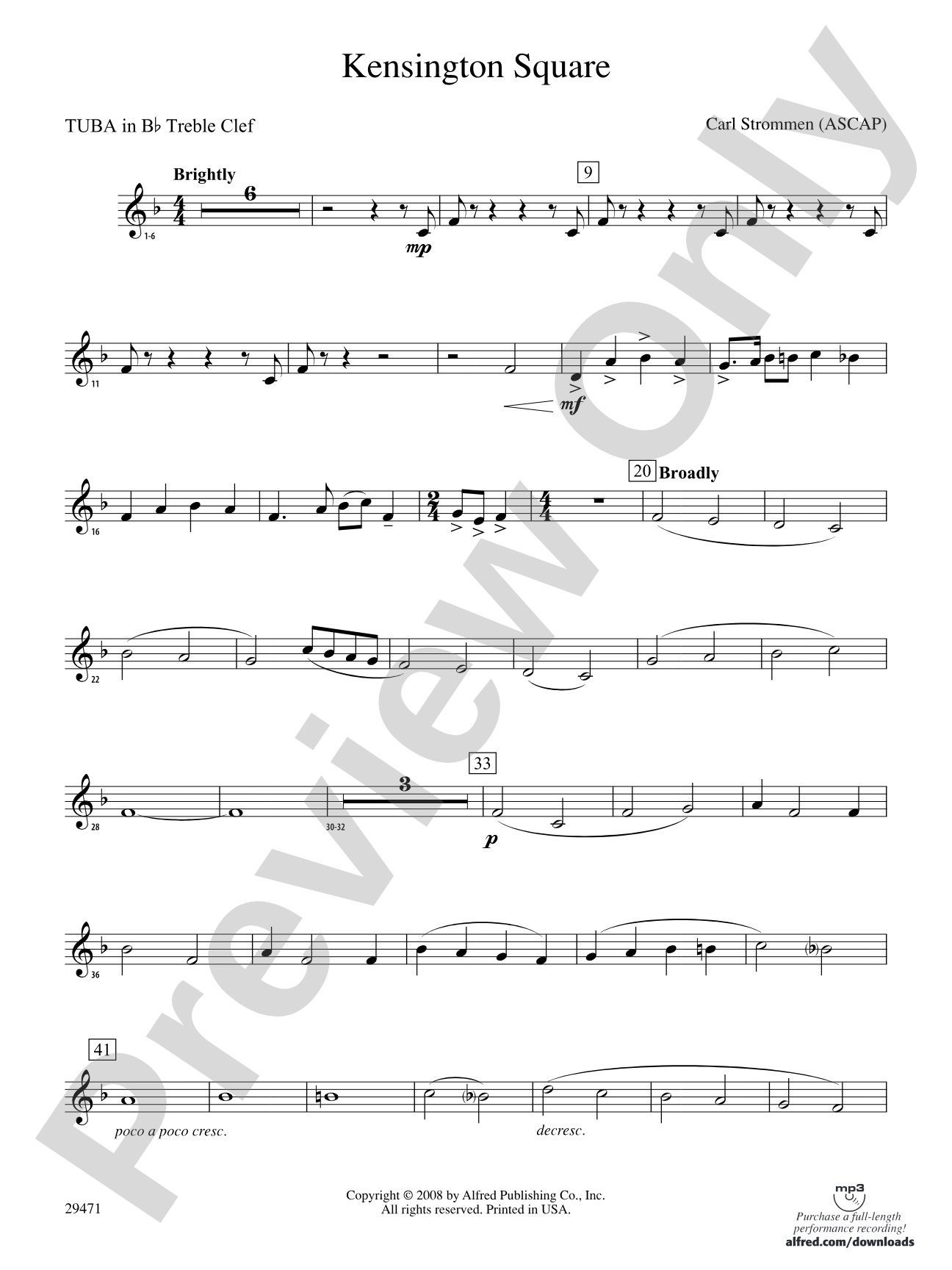 Kensington Square: (wp) B-flat Tuba T.C.