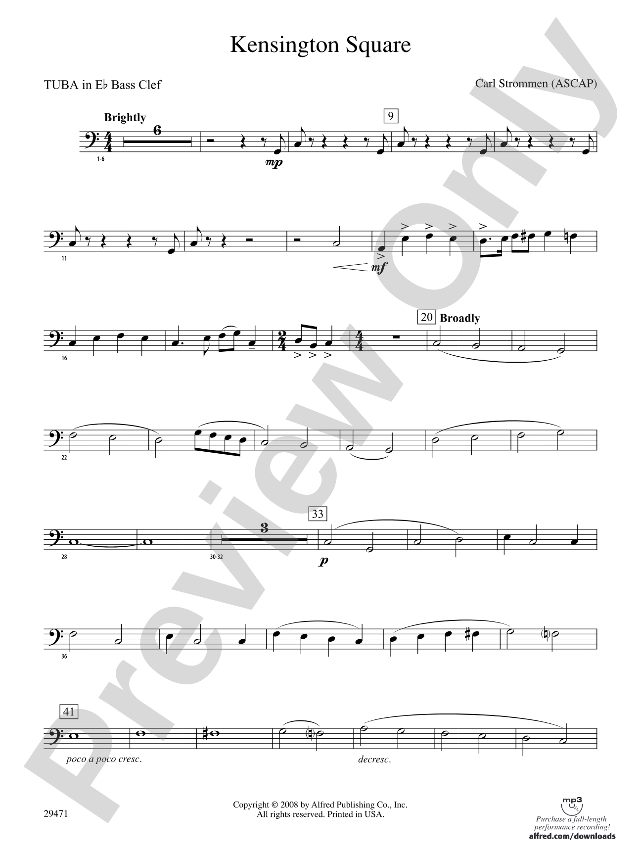 Kensington Square: (wp) E-flat Tuba B.C.