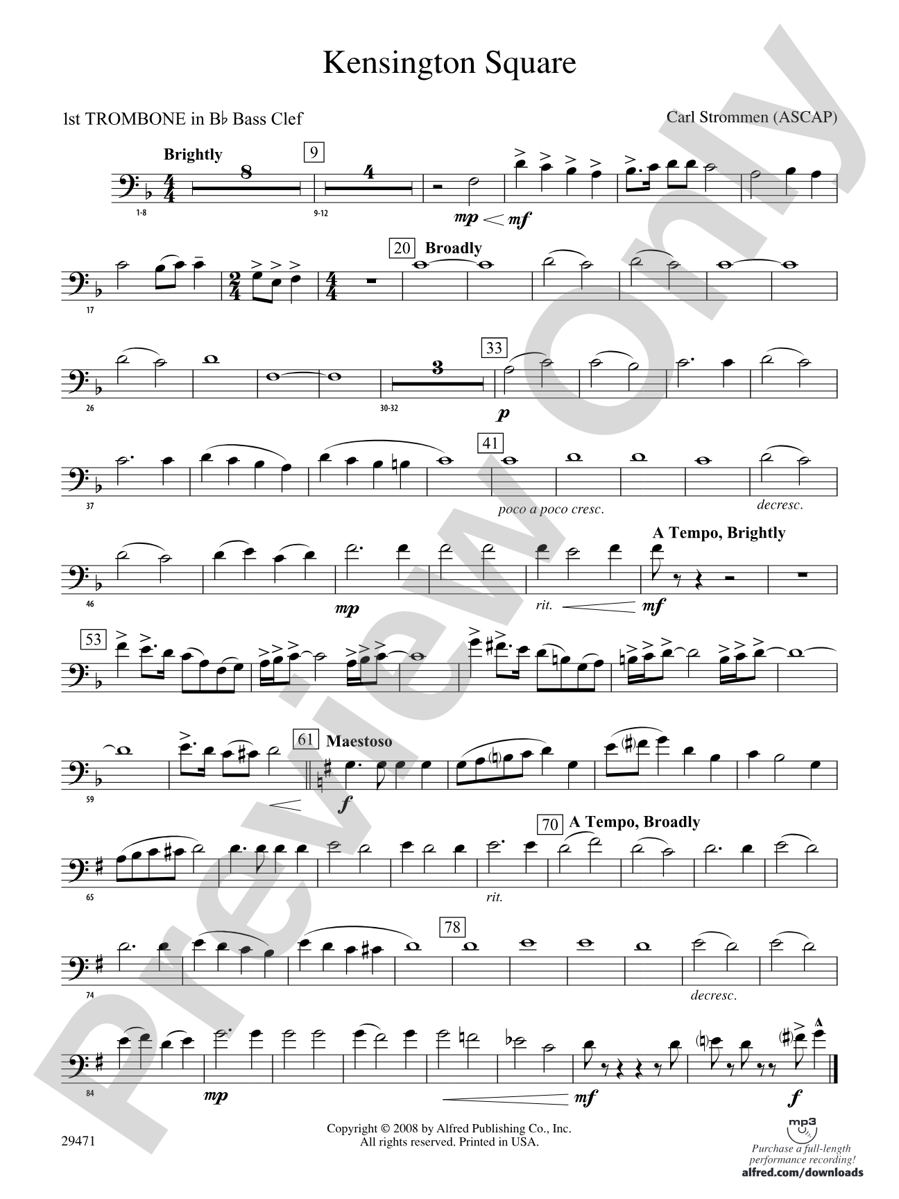 Kensington Square: (wp) 1st B-flat Trombone B.C.