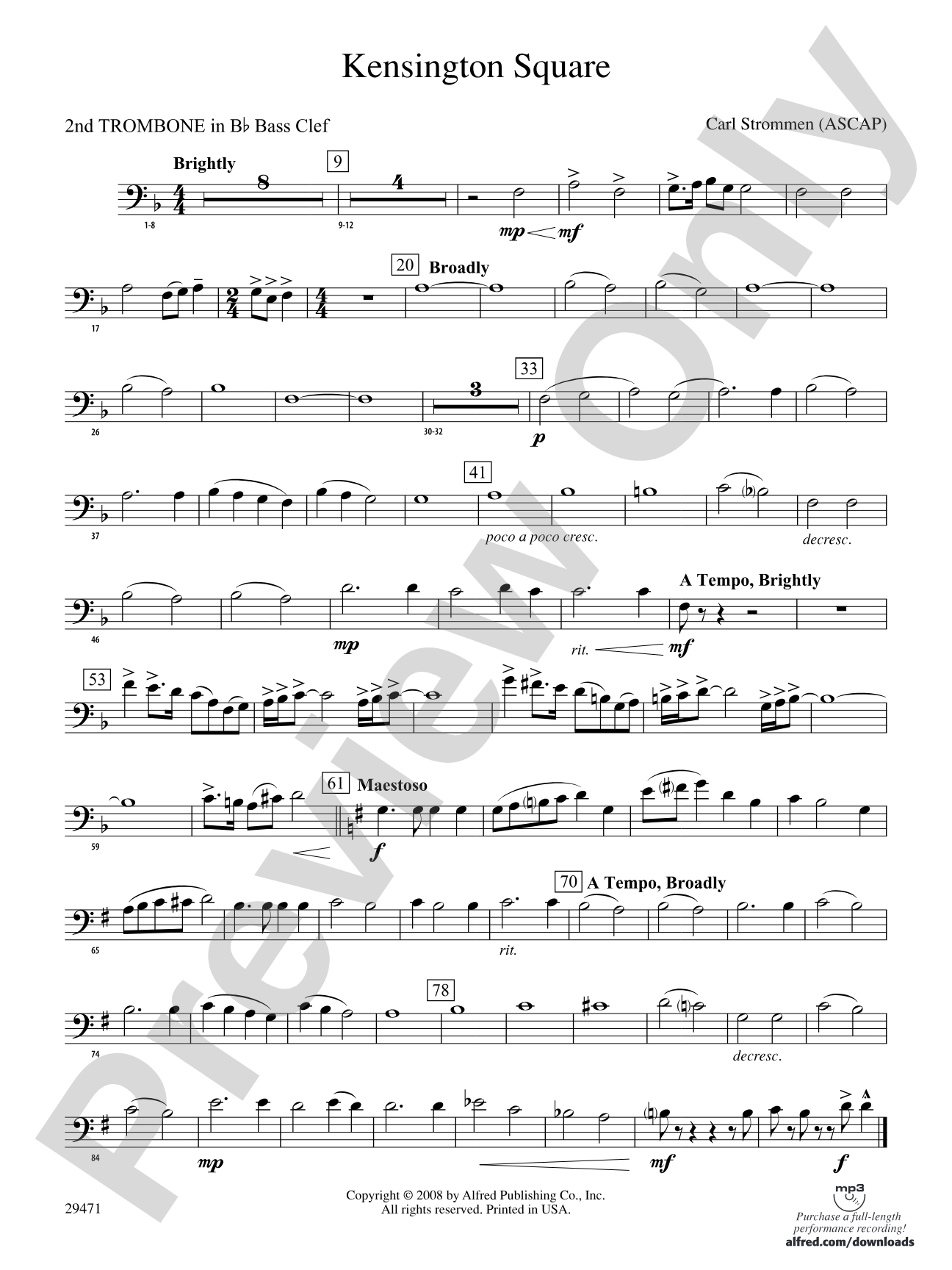 Kensington Square: (wp) 2nd B-flat Trombone B.C.