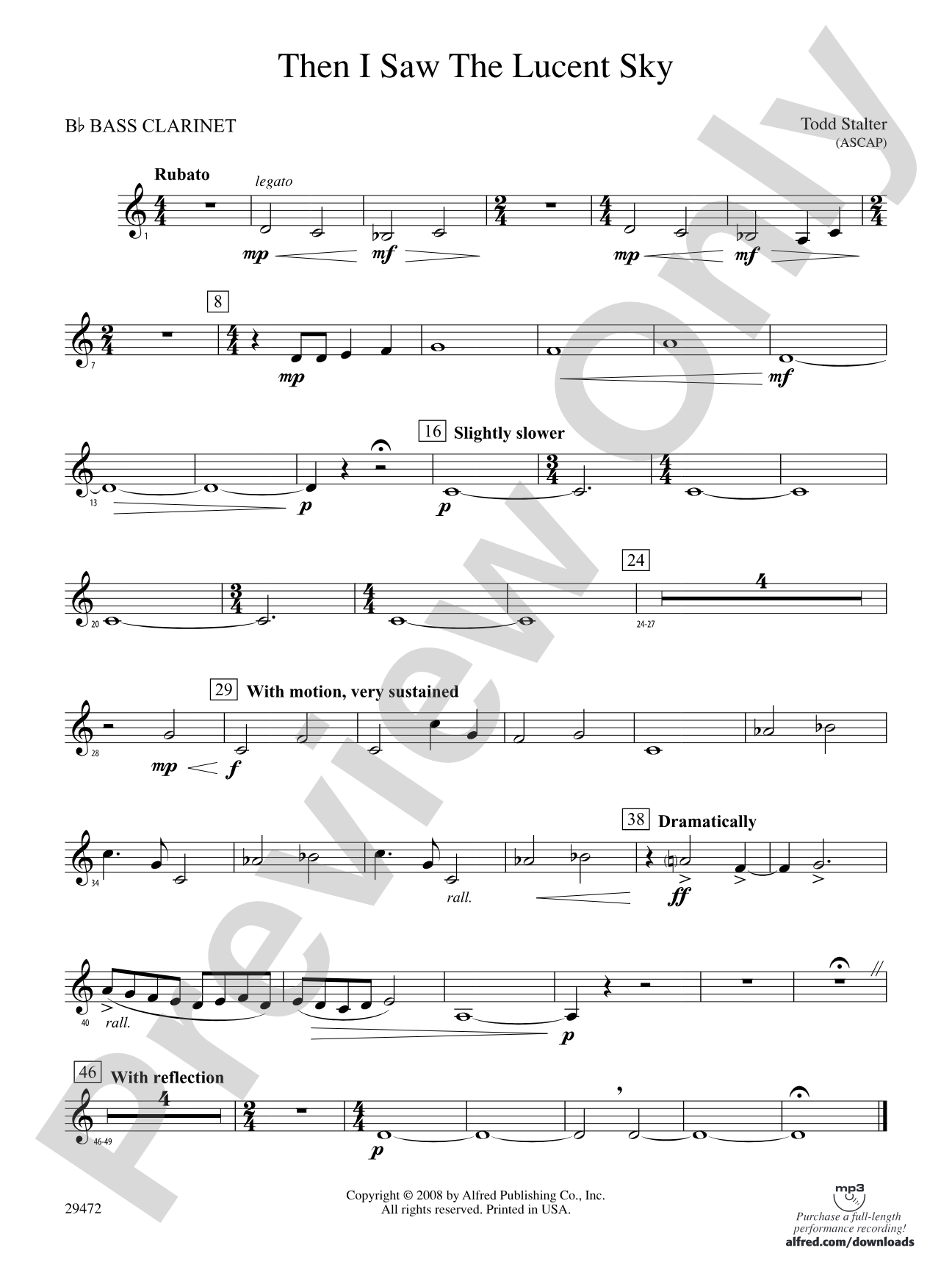 Then I Saw the Lucent Sky: B-flat Bass Clarinet