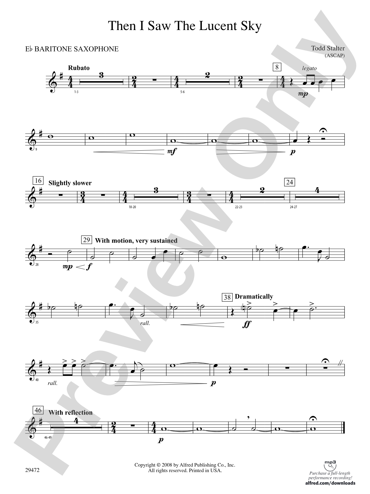 Then I Saw the Lucent Sky: E-flat Baritone Saxophone