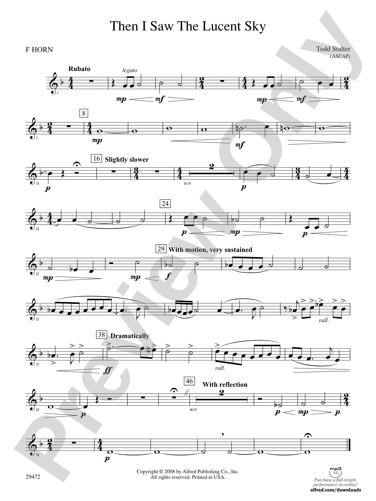 Then I Saw the Lucent Sky: 1st F Horn