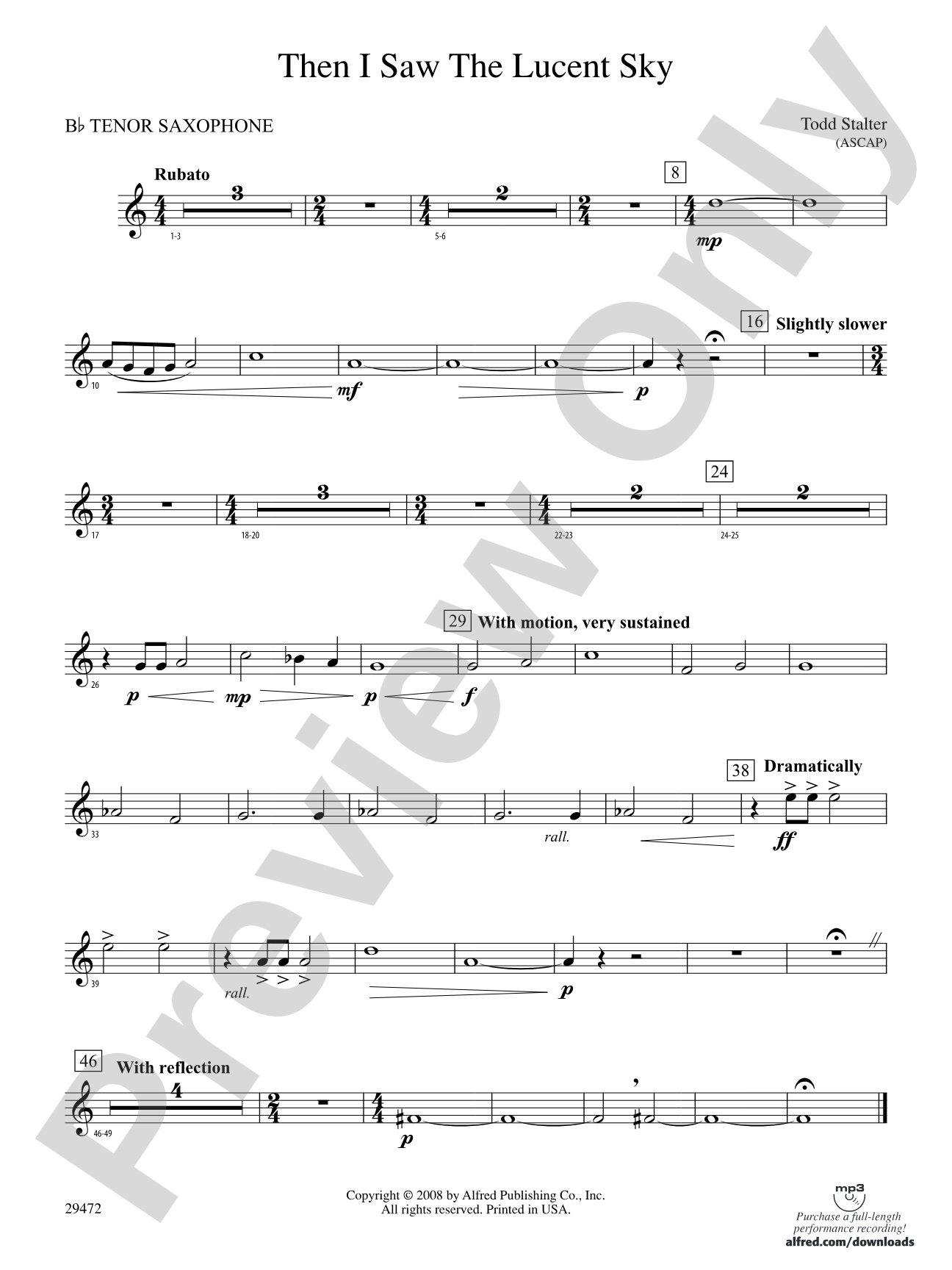 Then I Saw the Lucent Sky: B-flat Tenor Saxophone