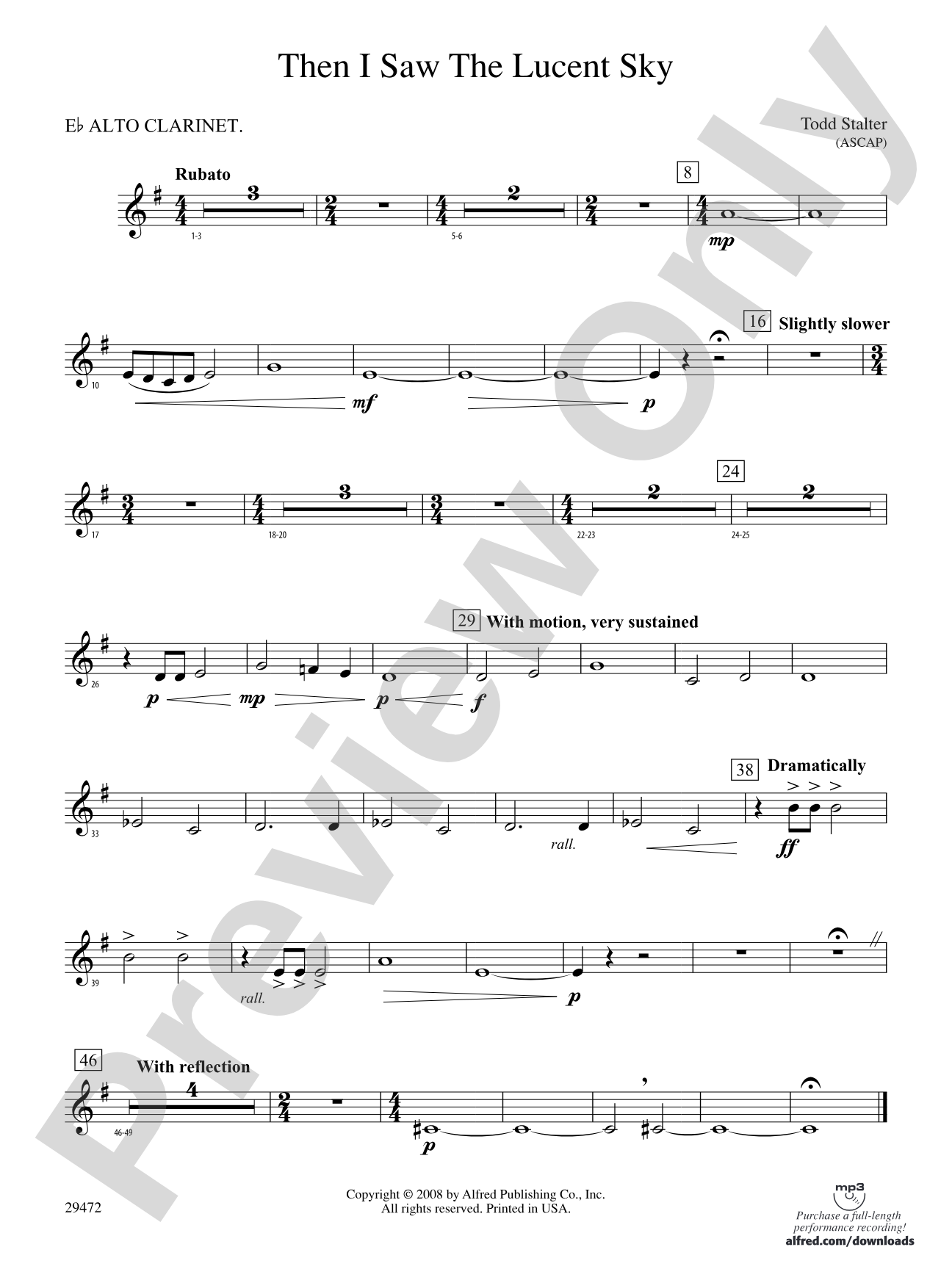 Then I Saw the Lucent Sky: (wp) E-flat Alto Clarinet
