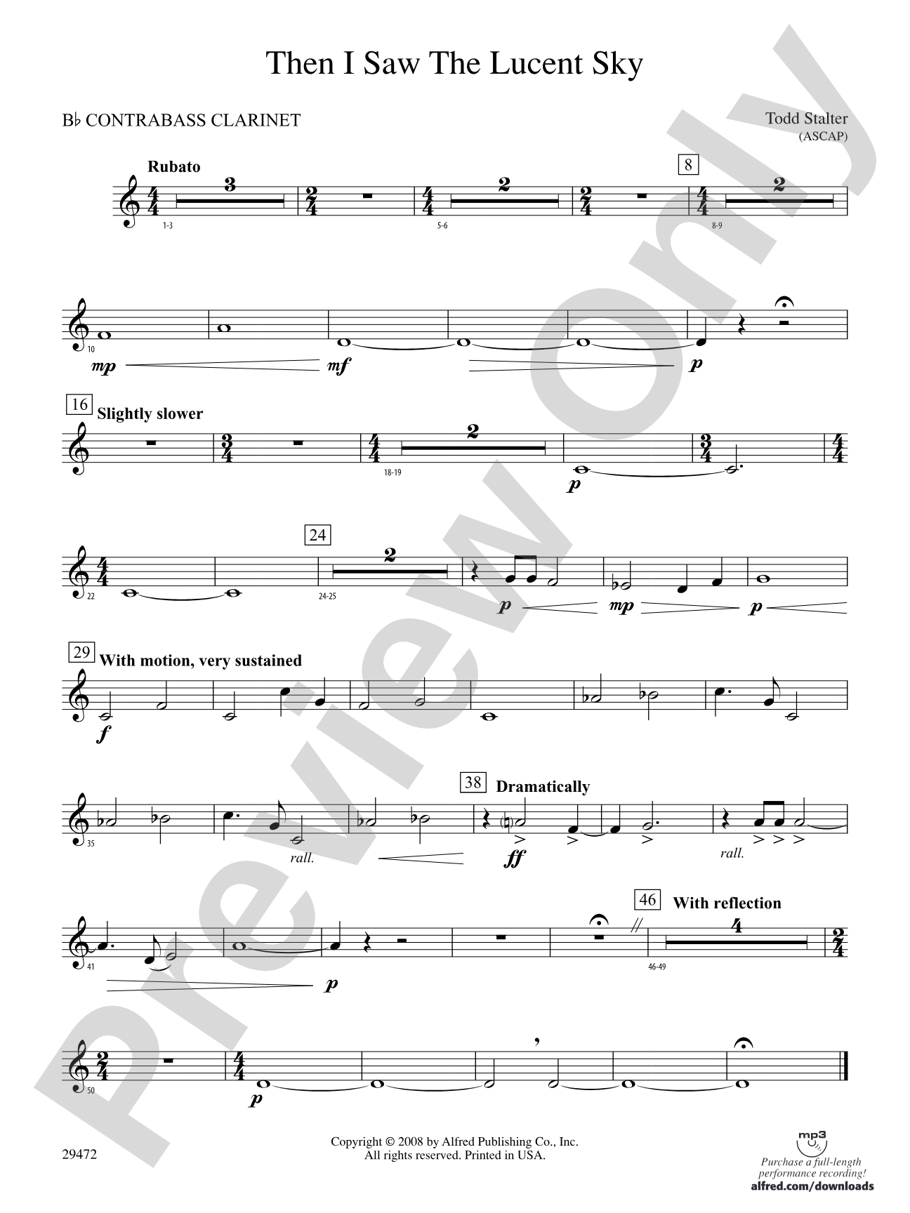 Then I Saw the Lucent Sky: (wp) B-flat Contrabass Clarinet