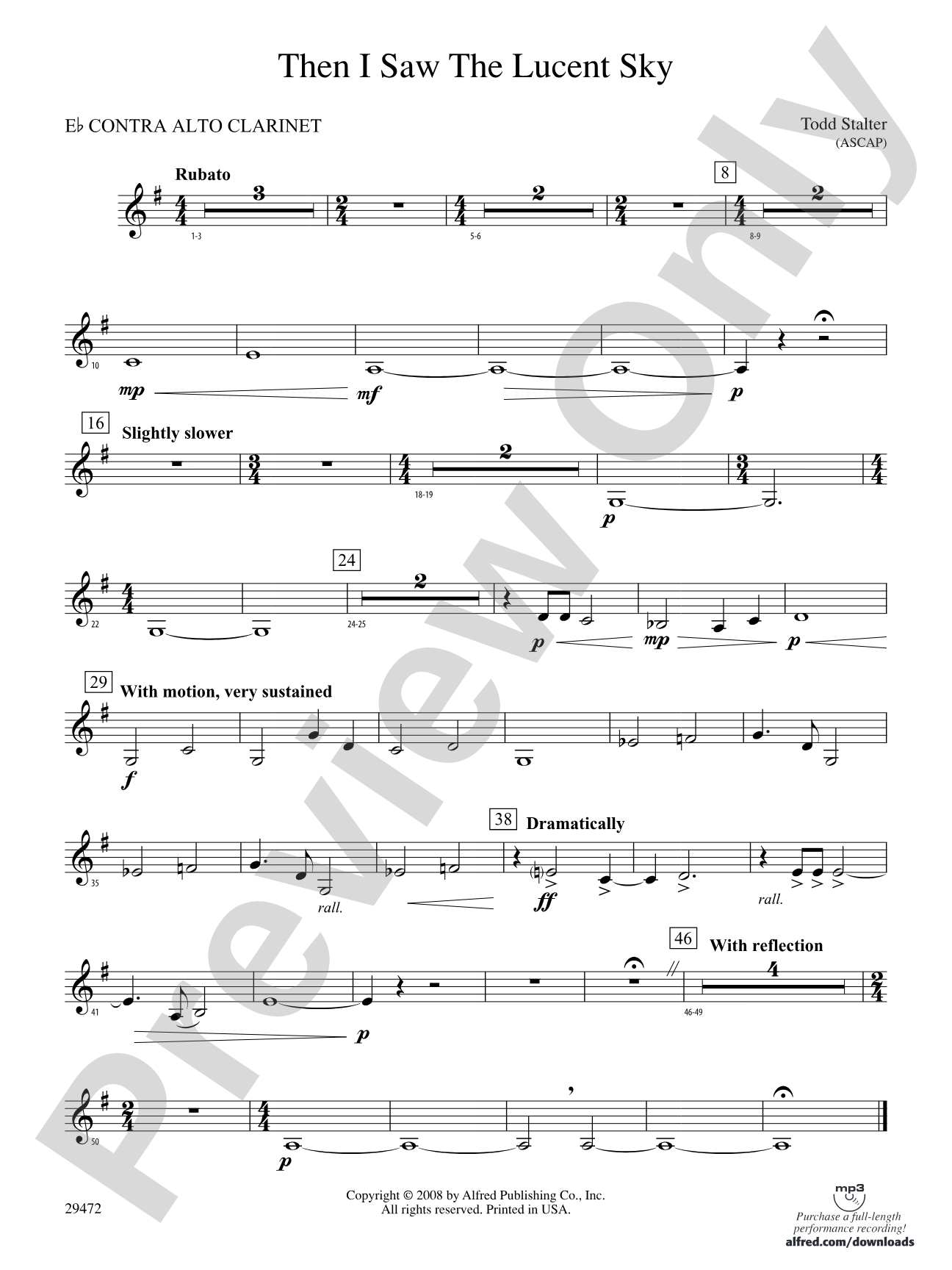 Then I Saw the Lucent Sky: (wp) E-flat Contrabass Clarinet