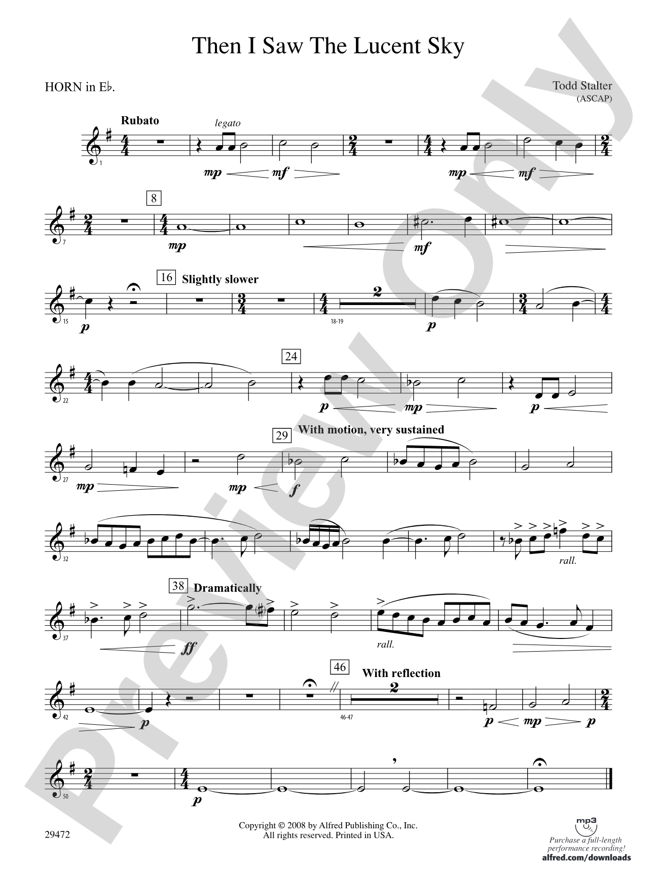 Then I Saw the Lucent Sky: (wp) 1st Horn in E-flat