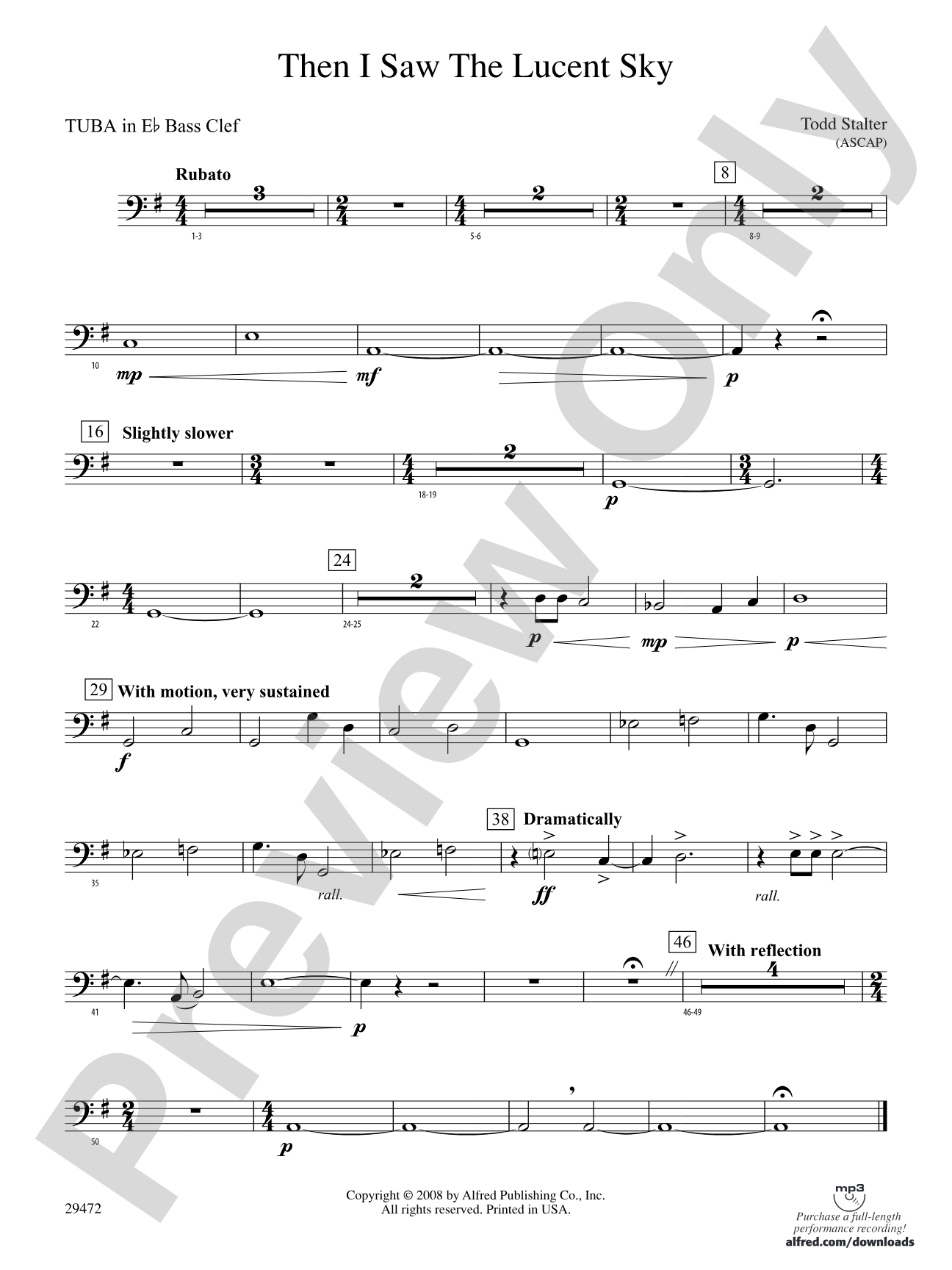 Then I Saw the Lucent Sky: (wp) E-flat Tuba B.C.