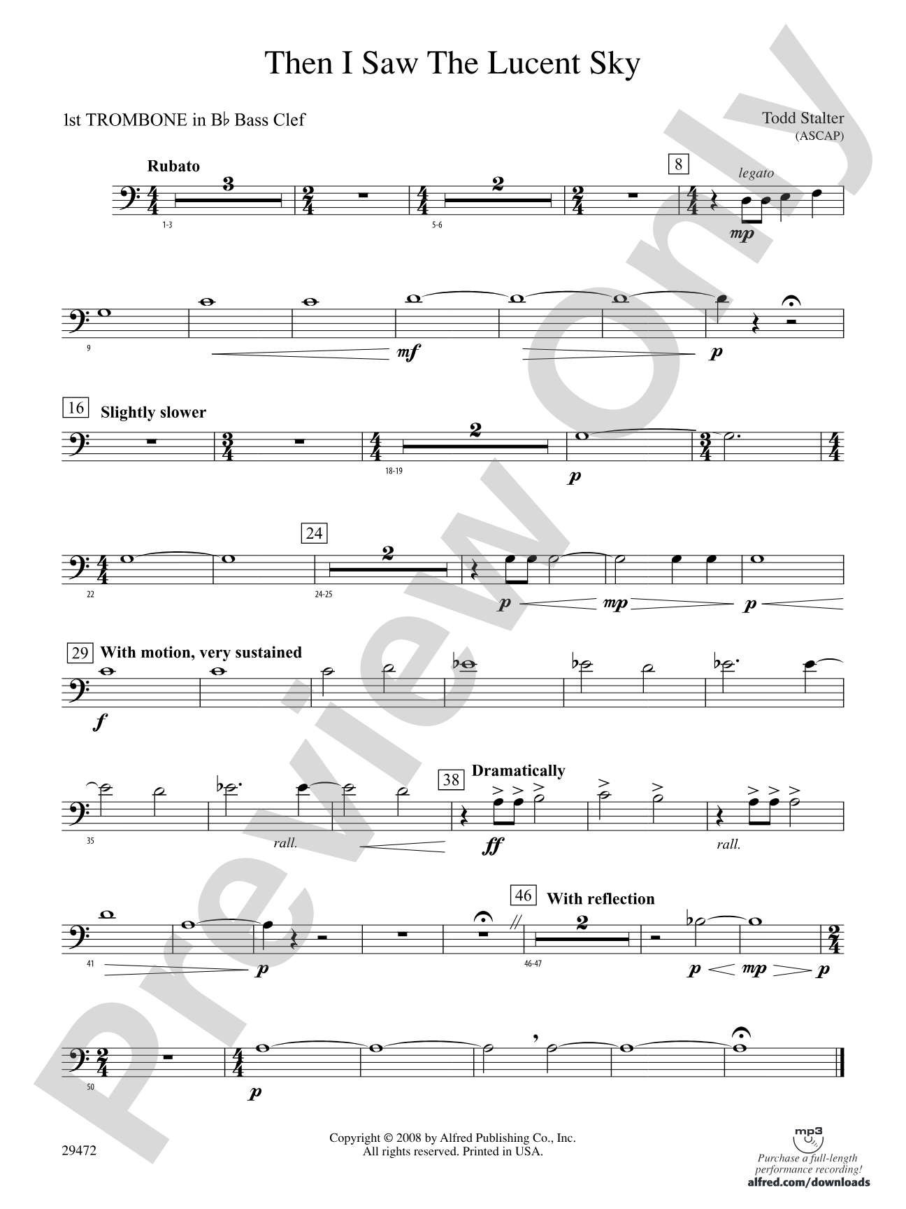 Then I Saw the Lucent Sky: (wp) 1st B-flat Trombone B.C.
