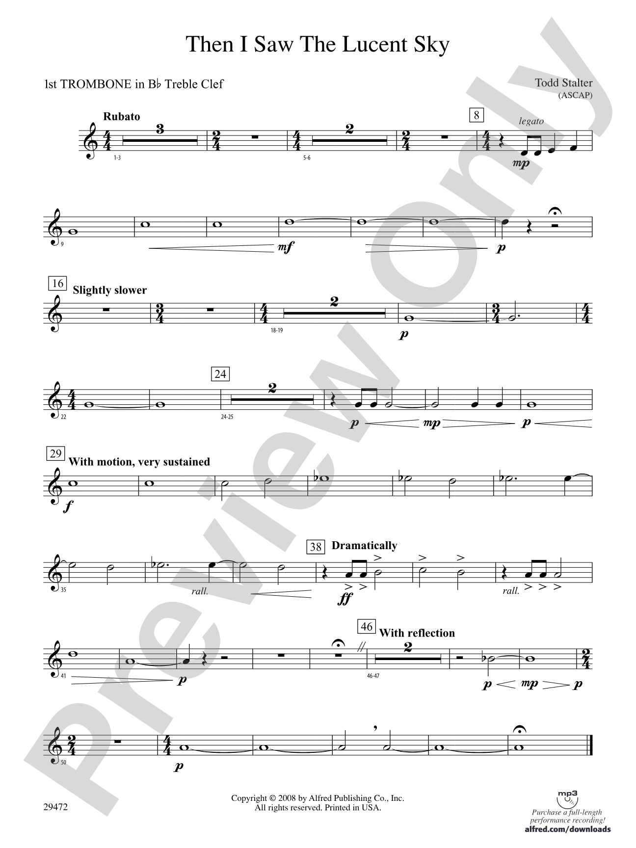 Then I Saw the Lucent Sky: (wp) 1st B-flat Trombone T.C.