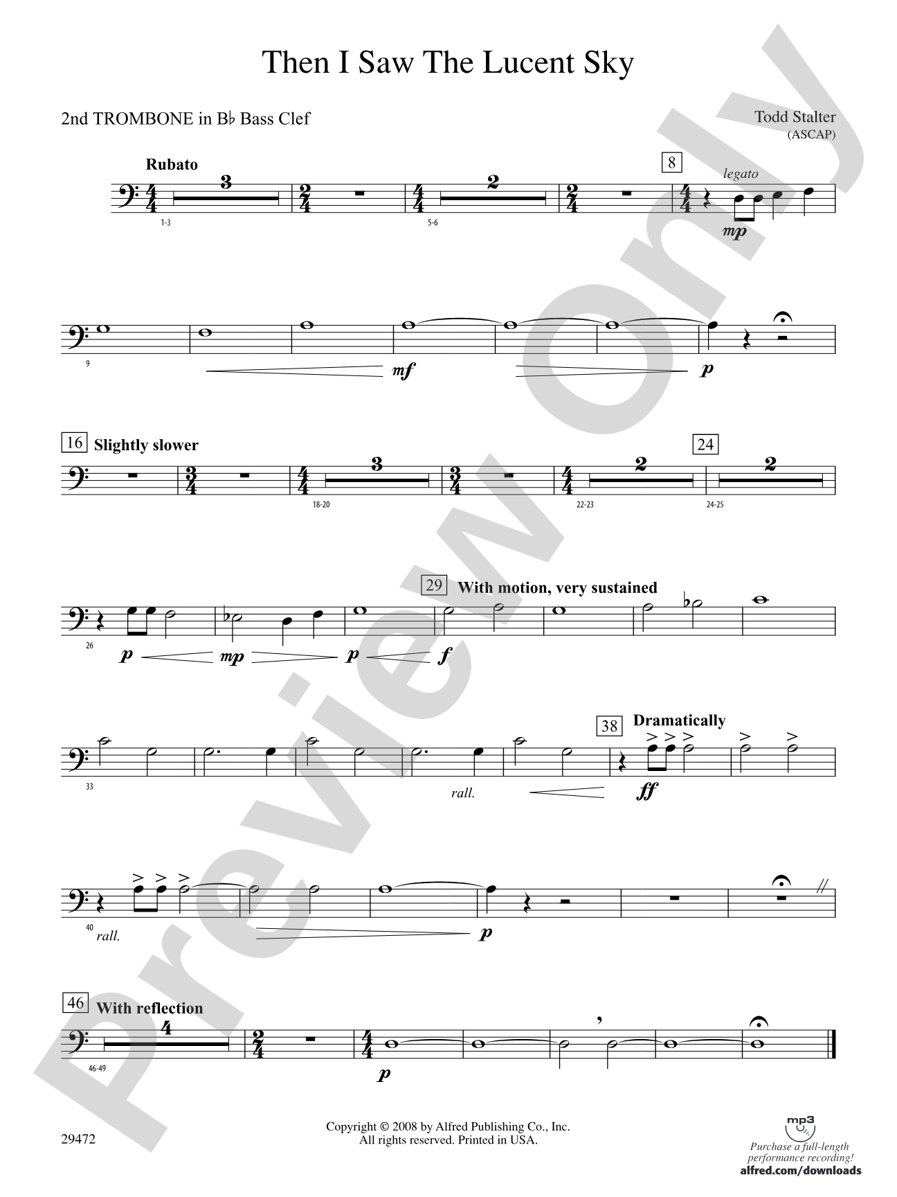 Then I Saw the Lucent Sky: (wp) 2nd B-flat Trombone B.C.