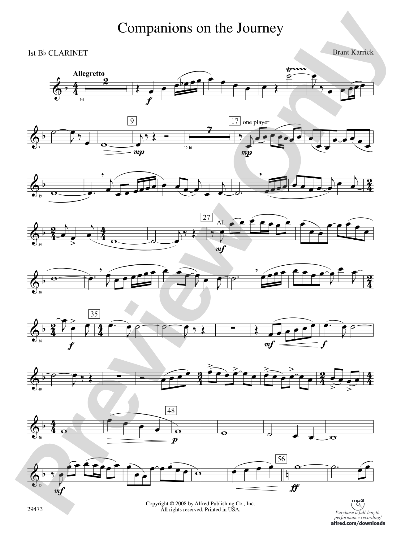 Companions on the Journey: 1st B-flat Clarinet