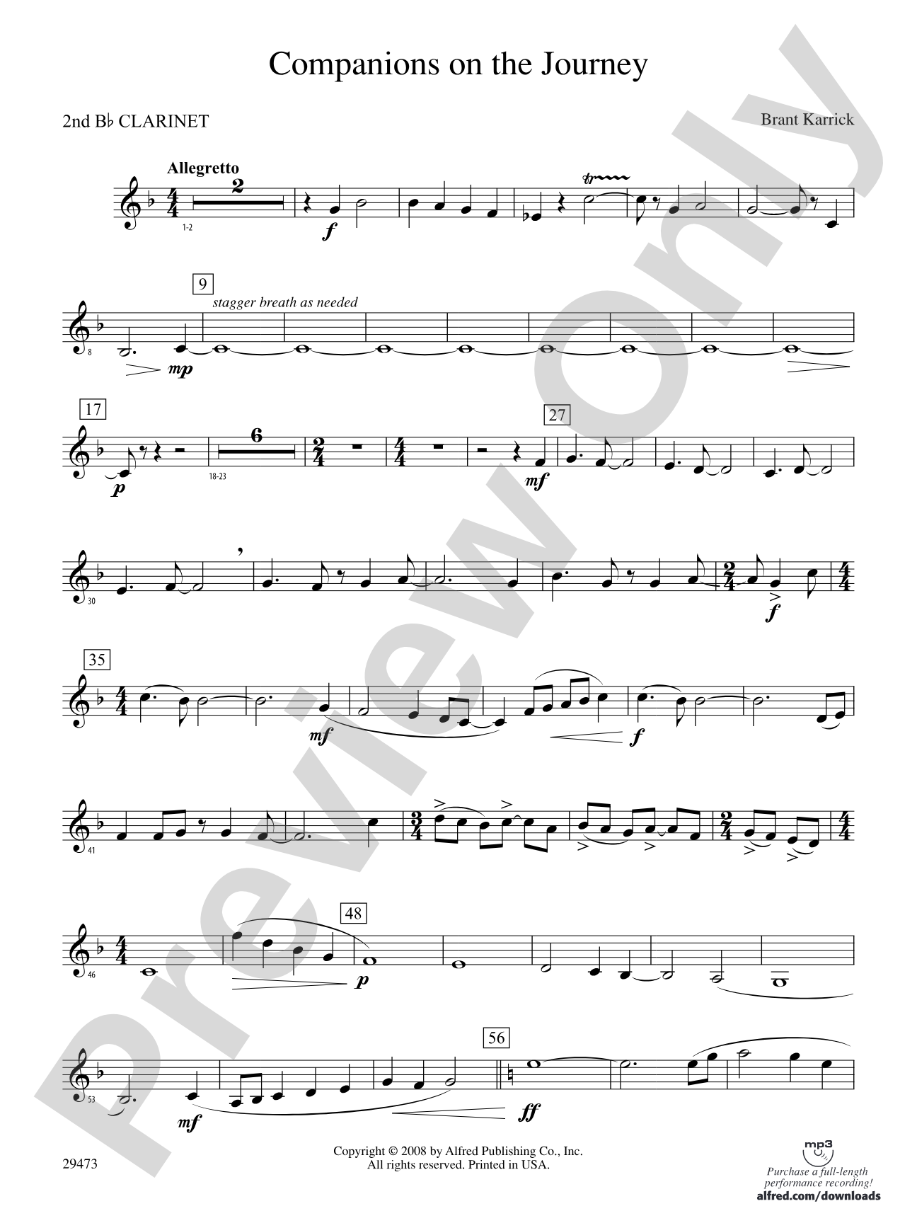 Companions on the Journey: 2nd B-flat Clarinet