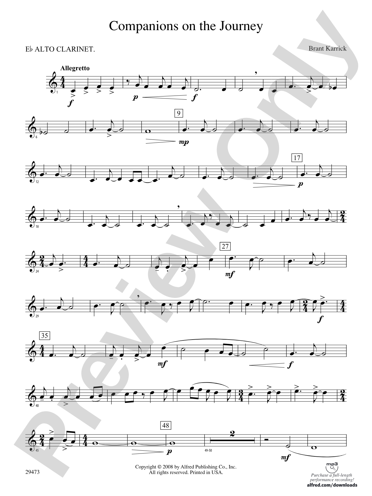 Companions on the Journey: (wp) E-flat Alto Clarinet