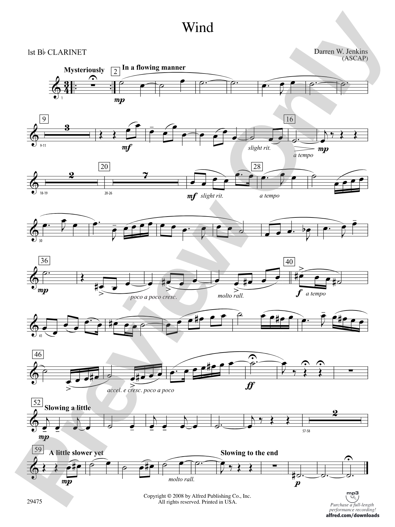 Wind: 1st B-flat Clarinet