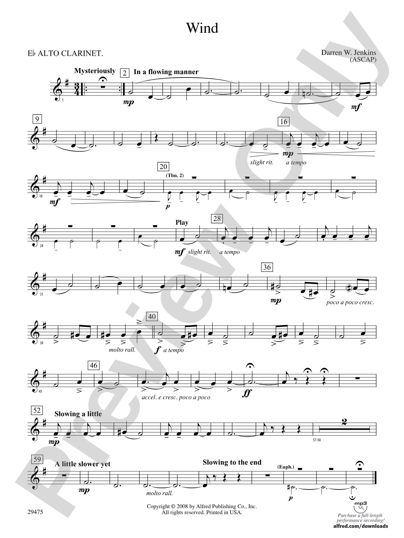 Wind: (wp) E-flat Alto Clarinet