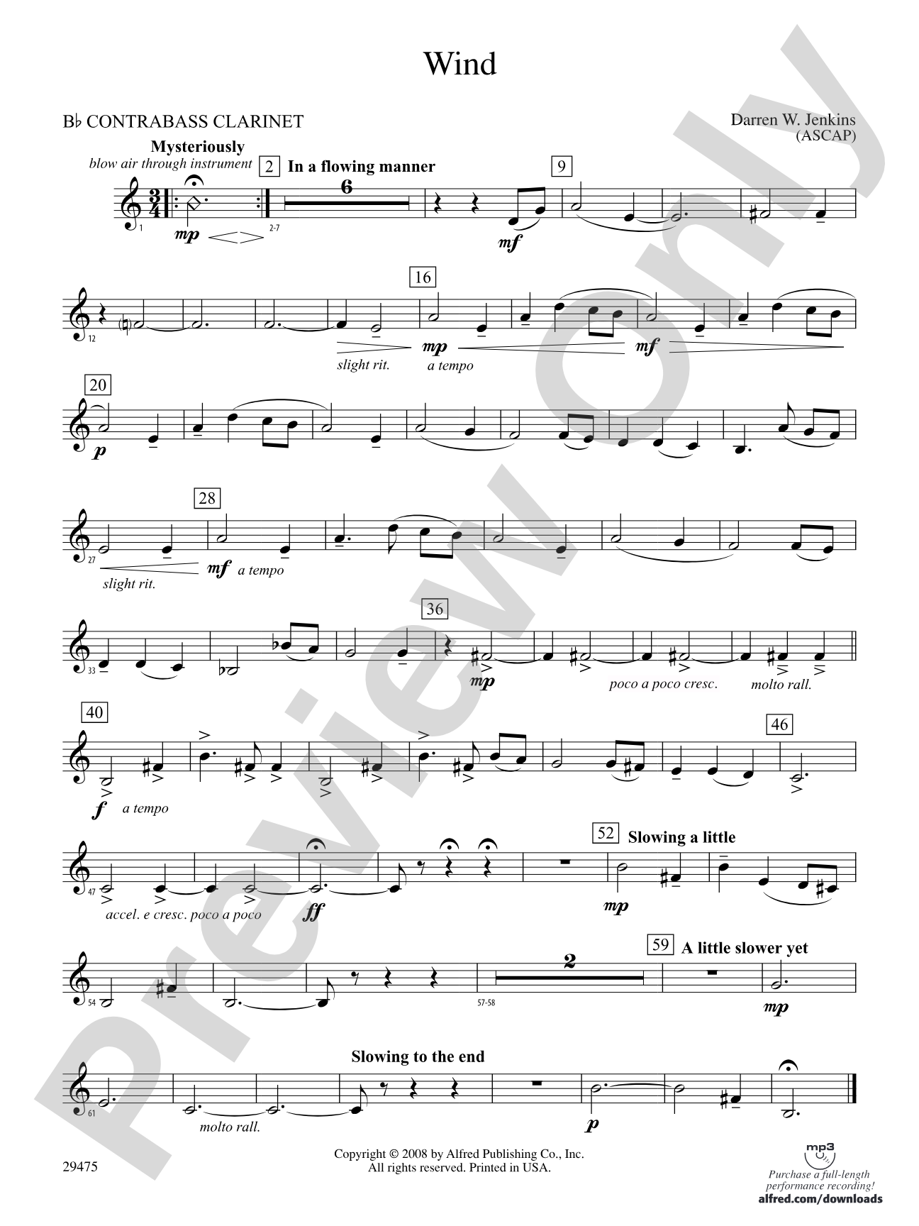 Wind: (wp) B-flat Contrabass Clarinet