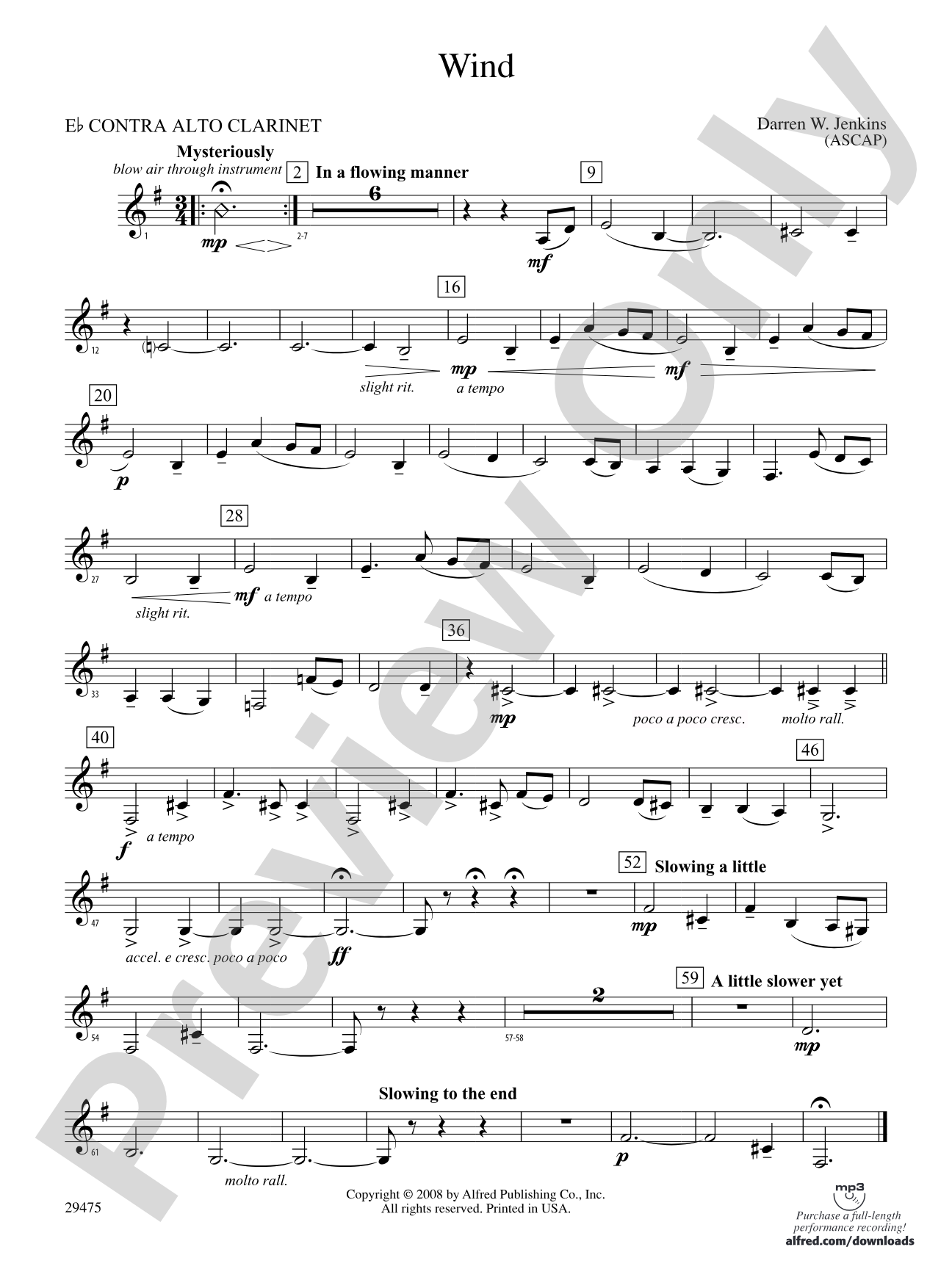 Wind: (wp) E-flat Contrabass Clarinet