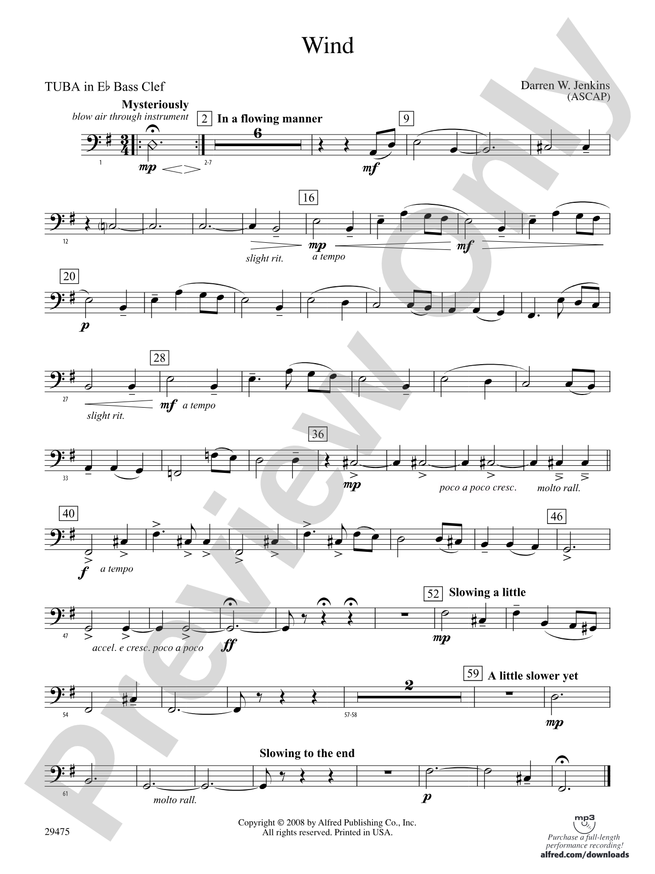 Wind: (wp) E-flat Tuba B.C.