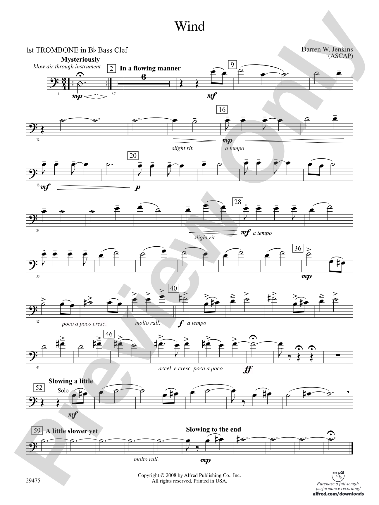 Wind: (wp) 1st B-flat Trombone B.C.