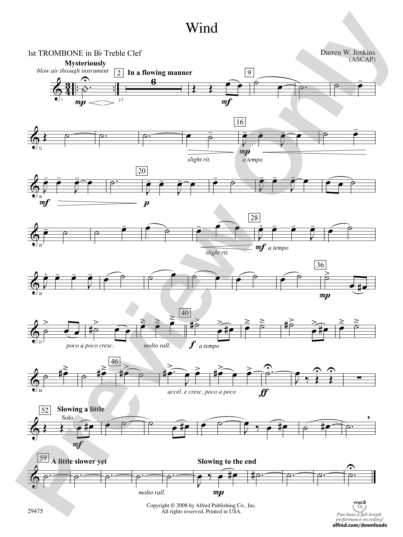 Wind: (wp) 1st B-flat Trombone T.C.