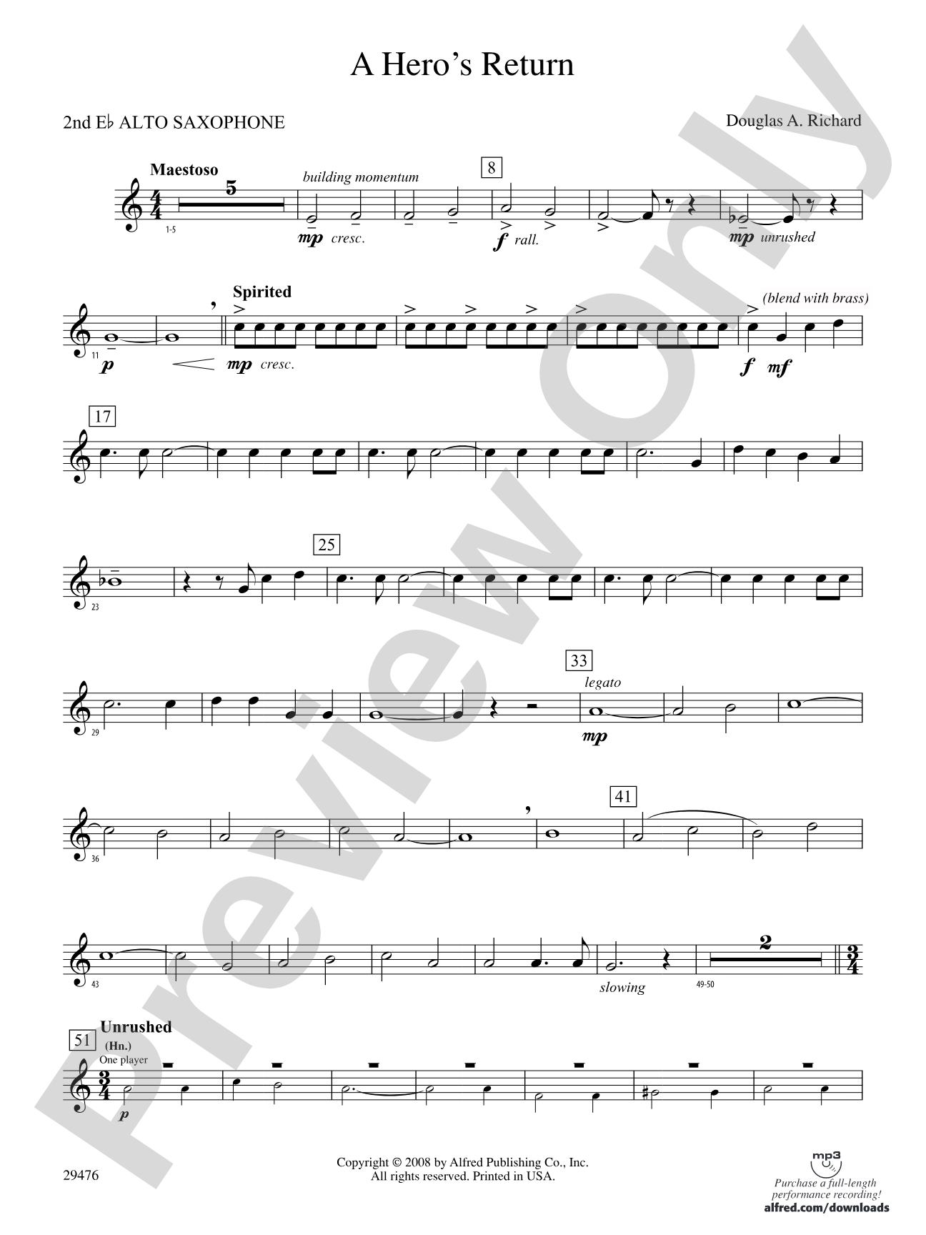 A Hero's Return: 2nd E-flat Alto Saxophone