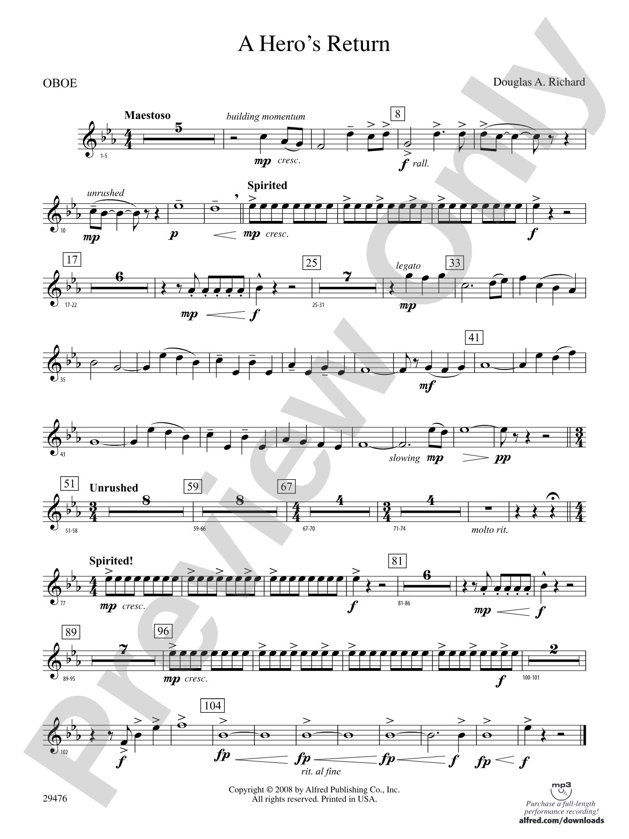 A Hero's Return: Oboe