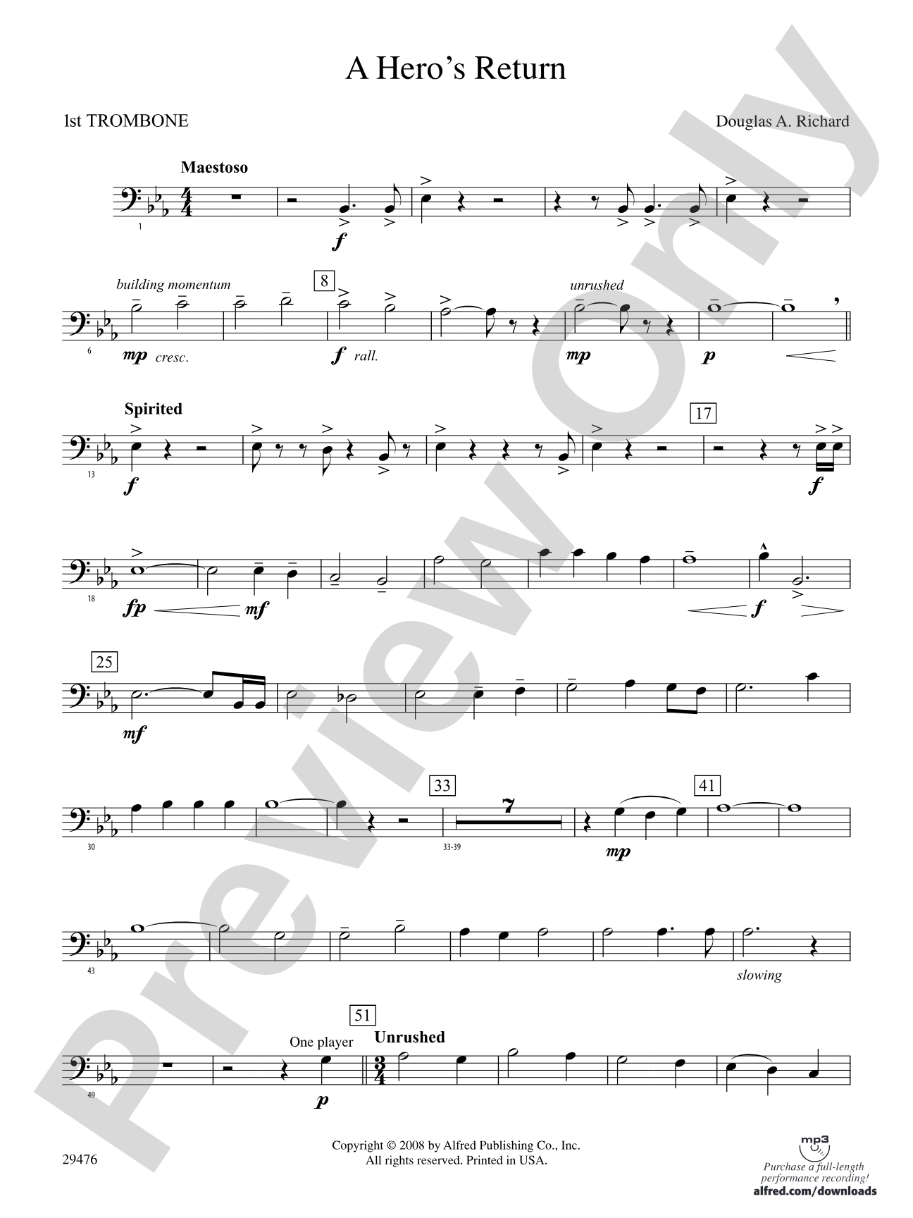 A Hero's Return: 1st Trombone