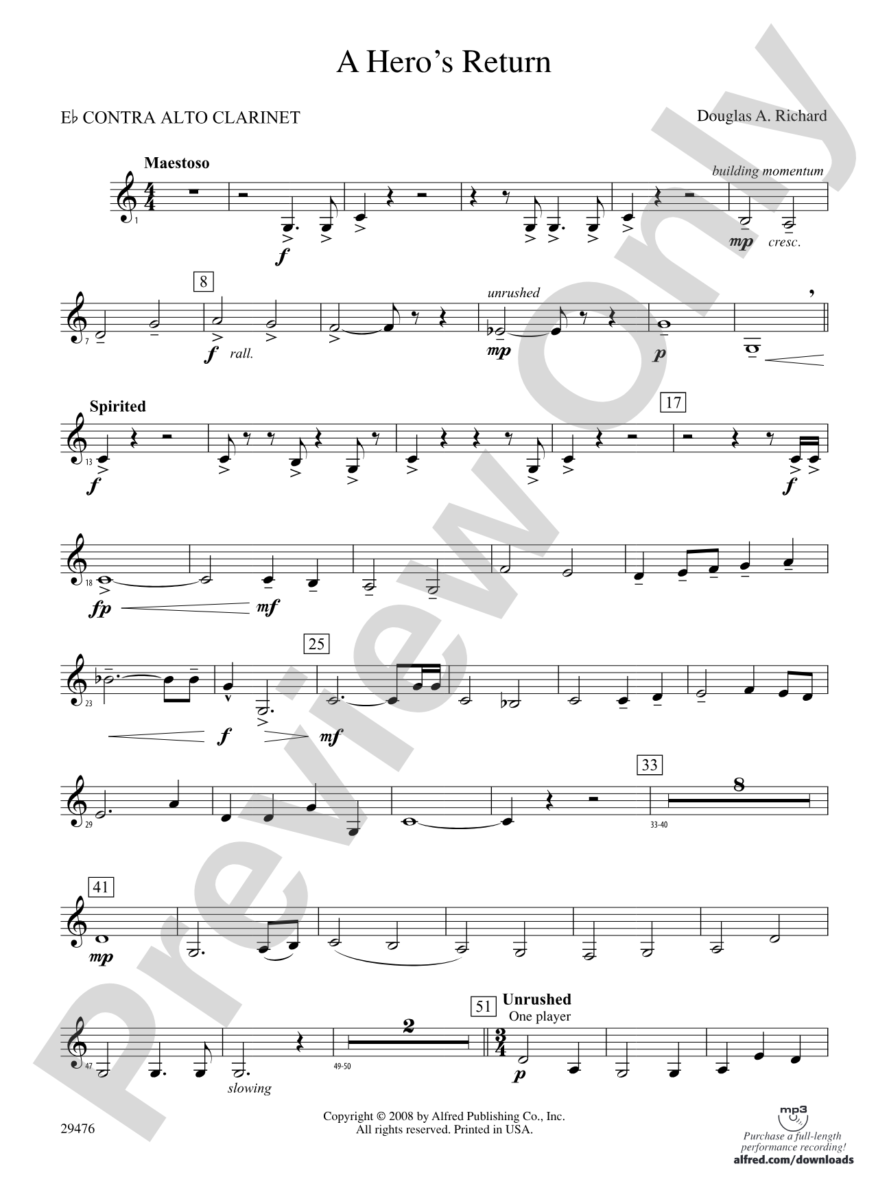 A Hero's Return: (wp) E-flat Contrabass Clarinet