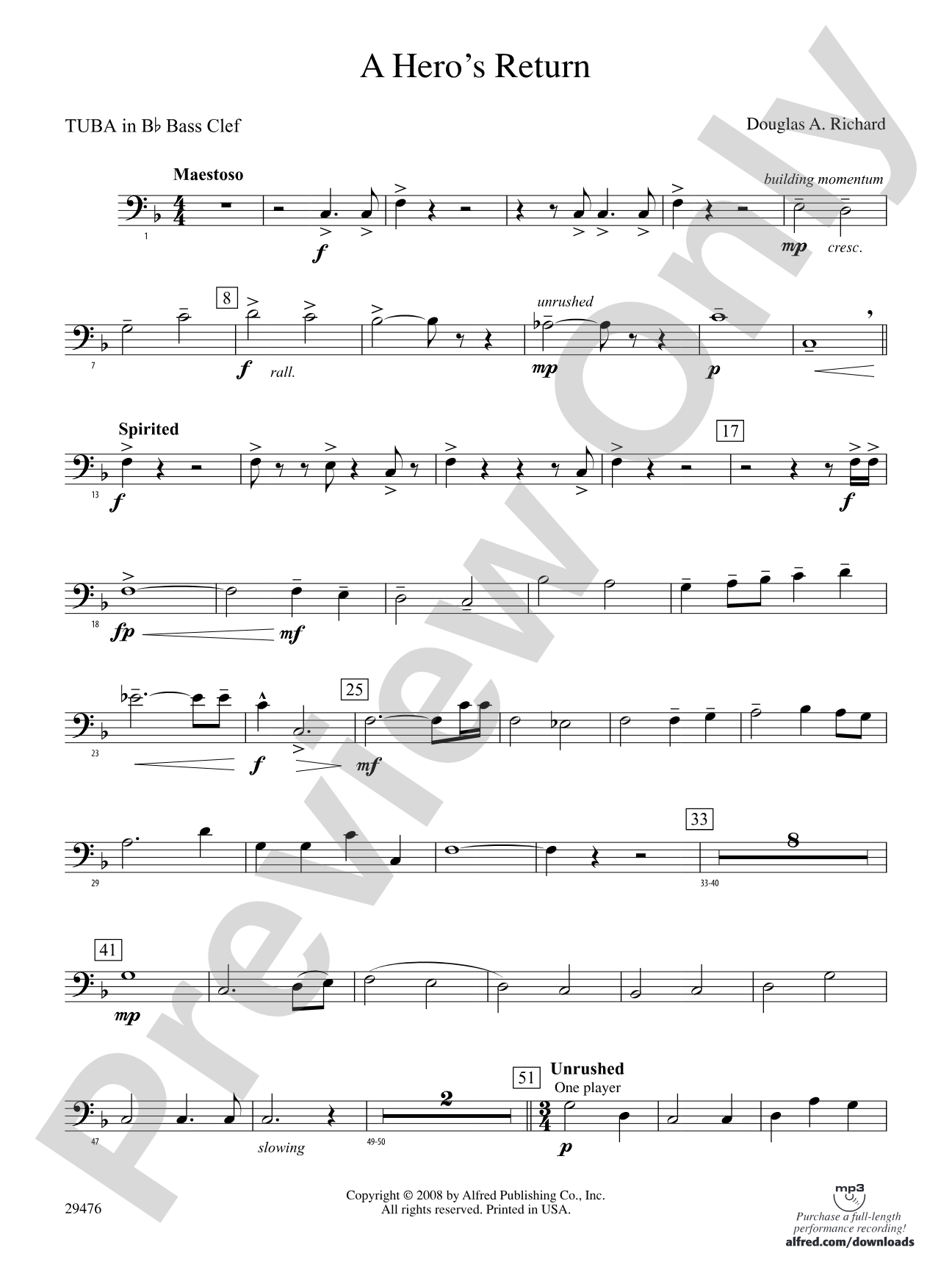 A Hero's Return: (wp) B-flat Tuba B.C.