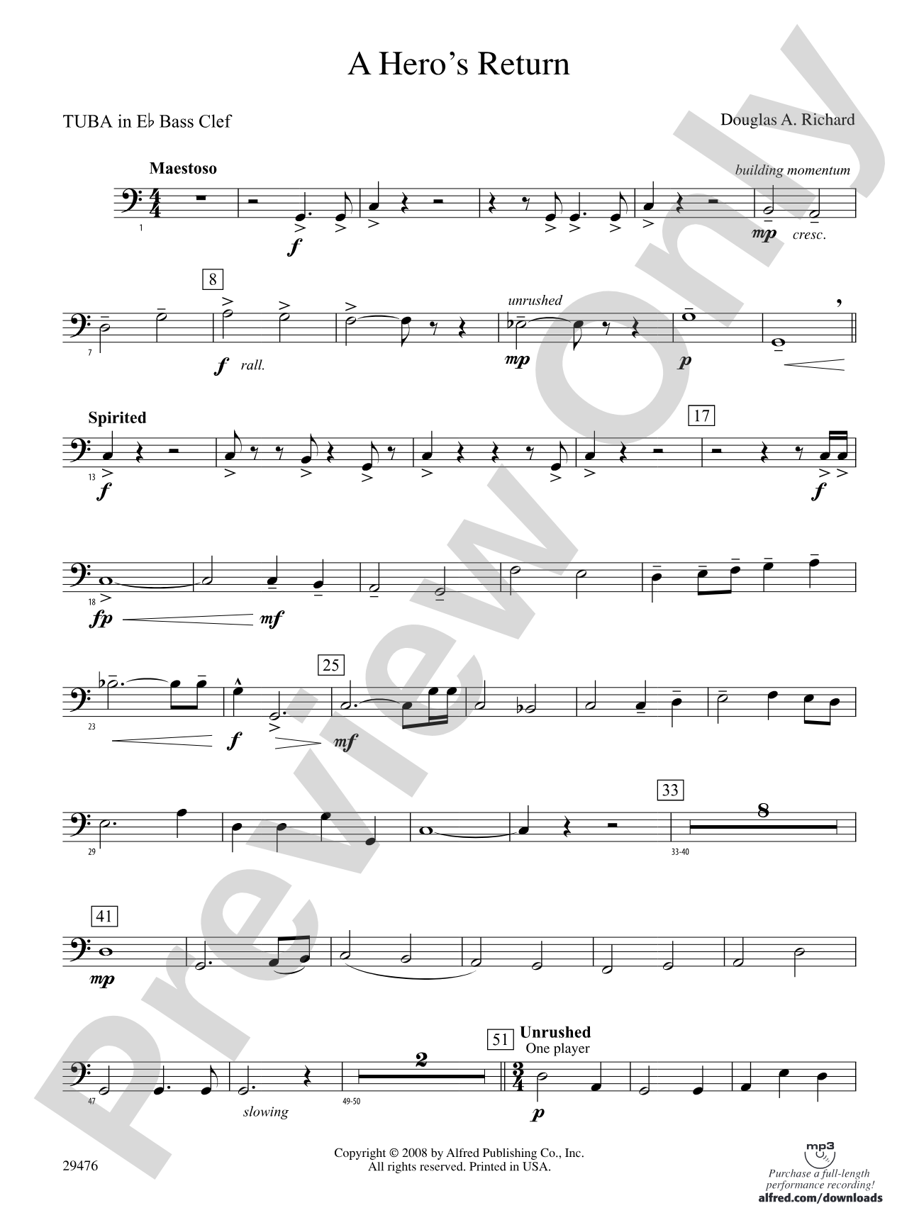 A Hero's Return: (wp) E-flat Tuba B.C.