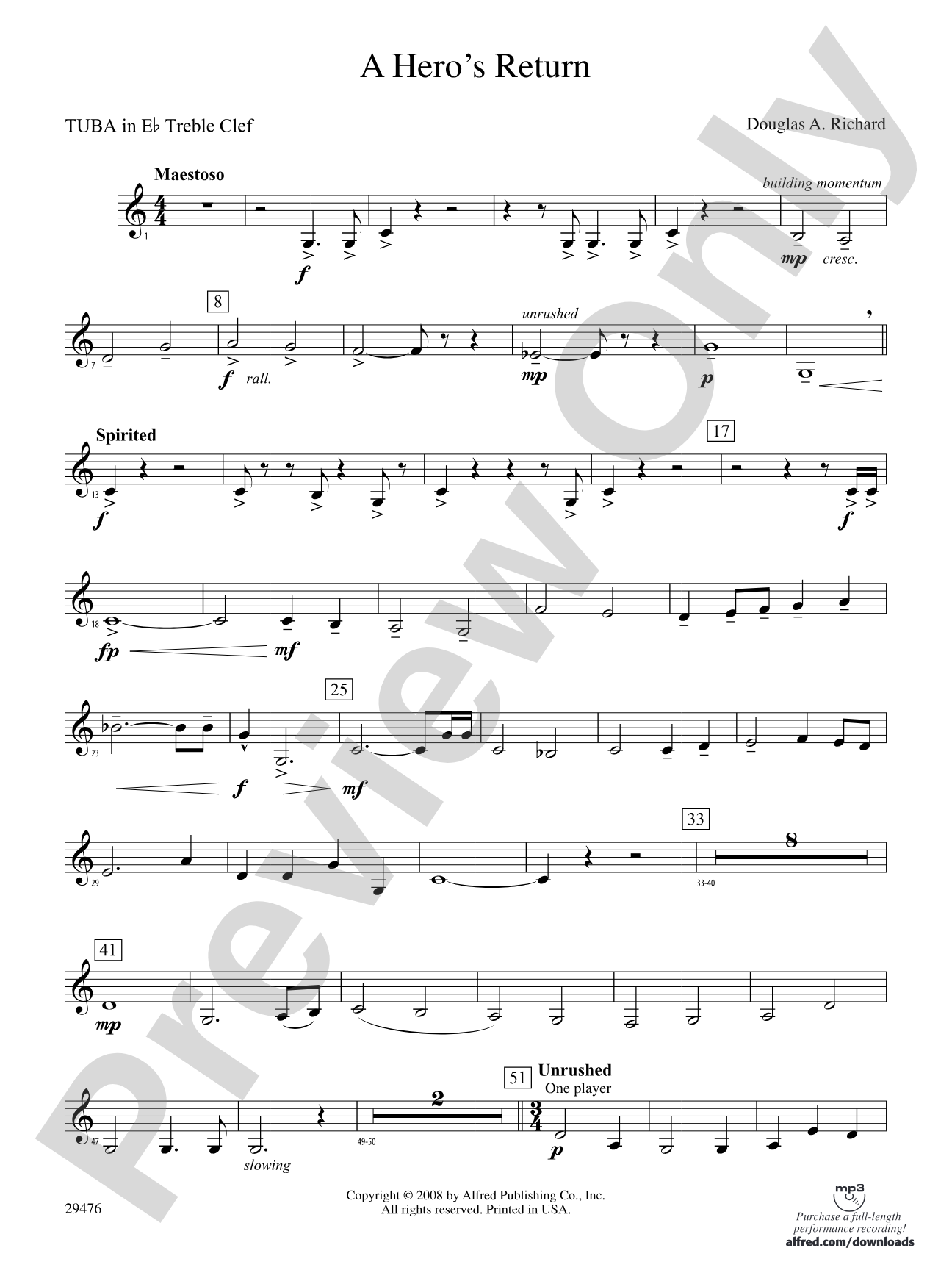 A Hero's Return: (wp) E-flat Tuba T.C.