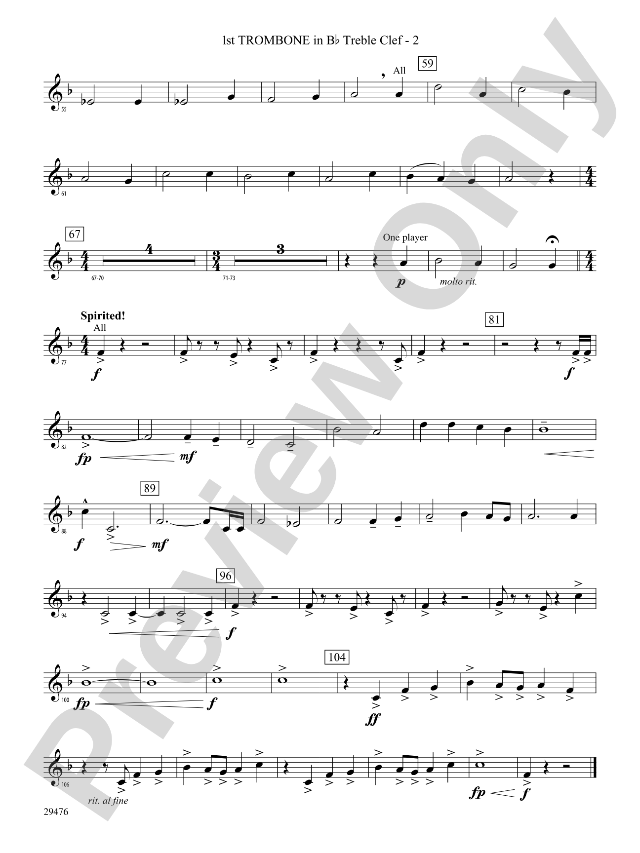 A Hero's Return: (wp) 1st B-flat Trombone T.C.