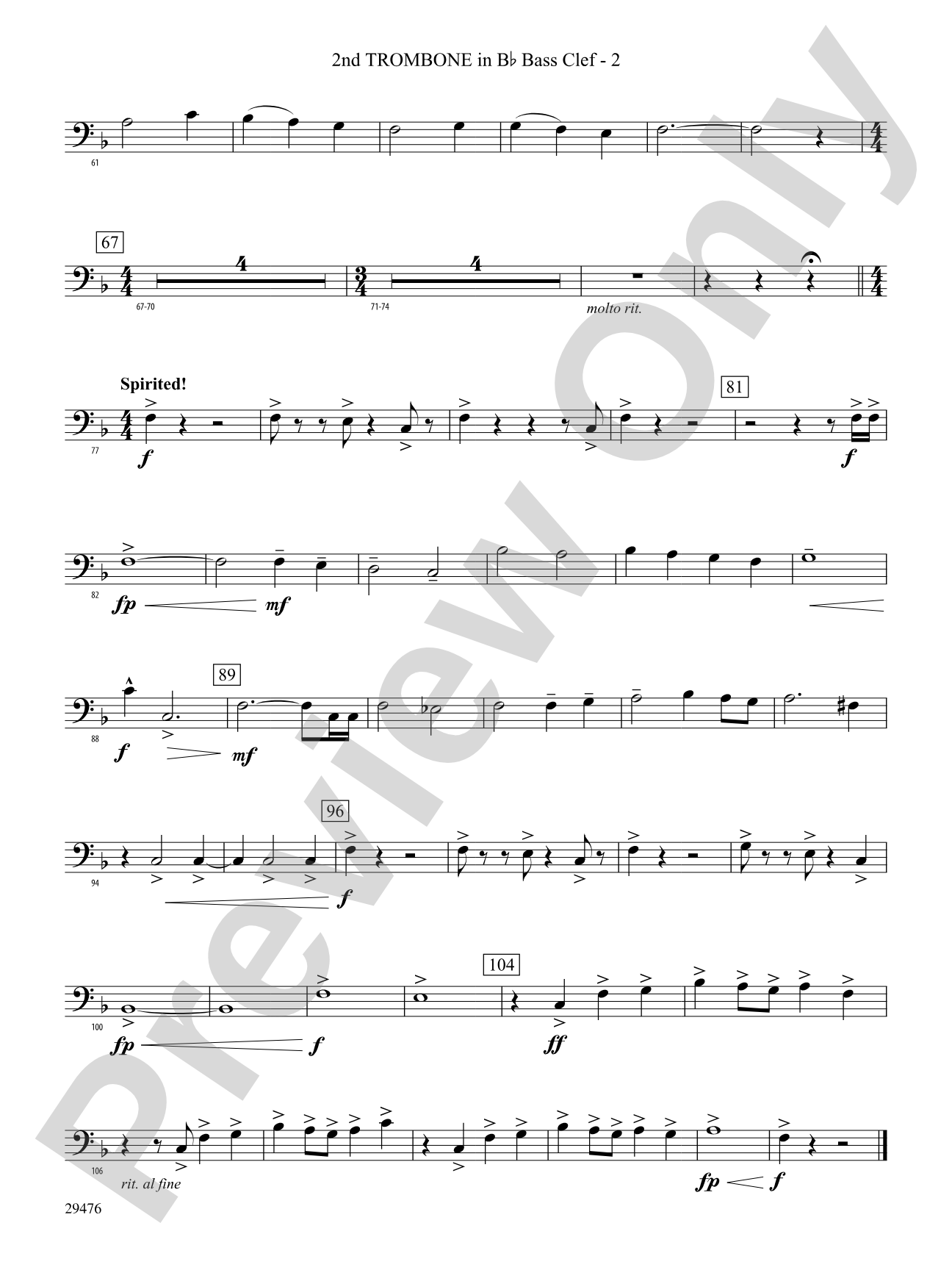 A Hero's Return: (wp) 2nd B-flat Trombone B.C.