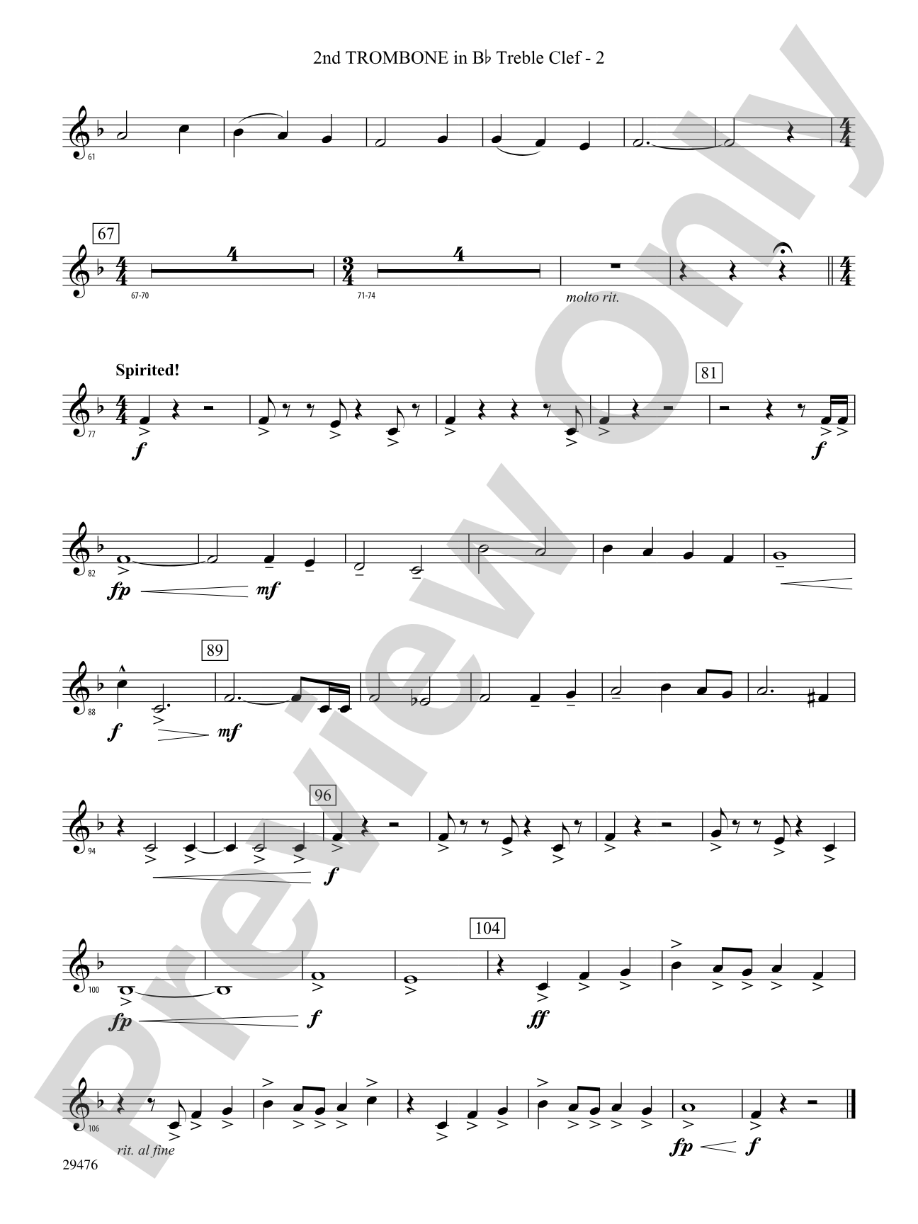 A Hero's Return: (wp) 2nd B-flat Trombone T.C.