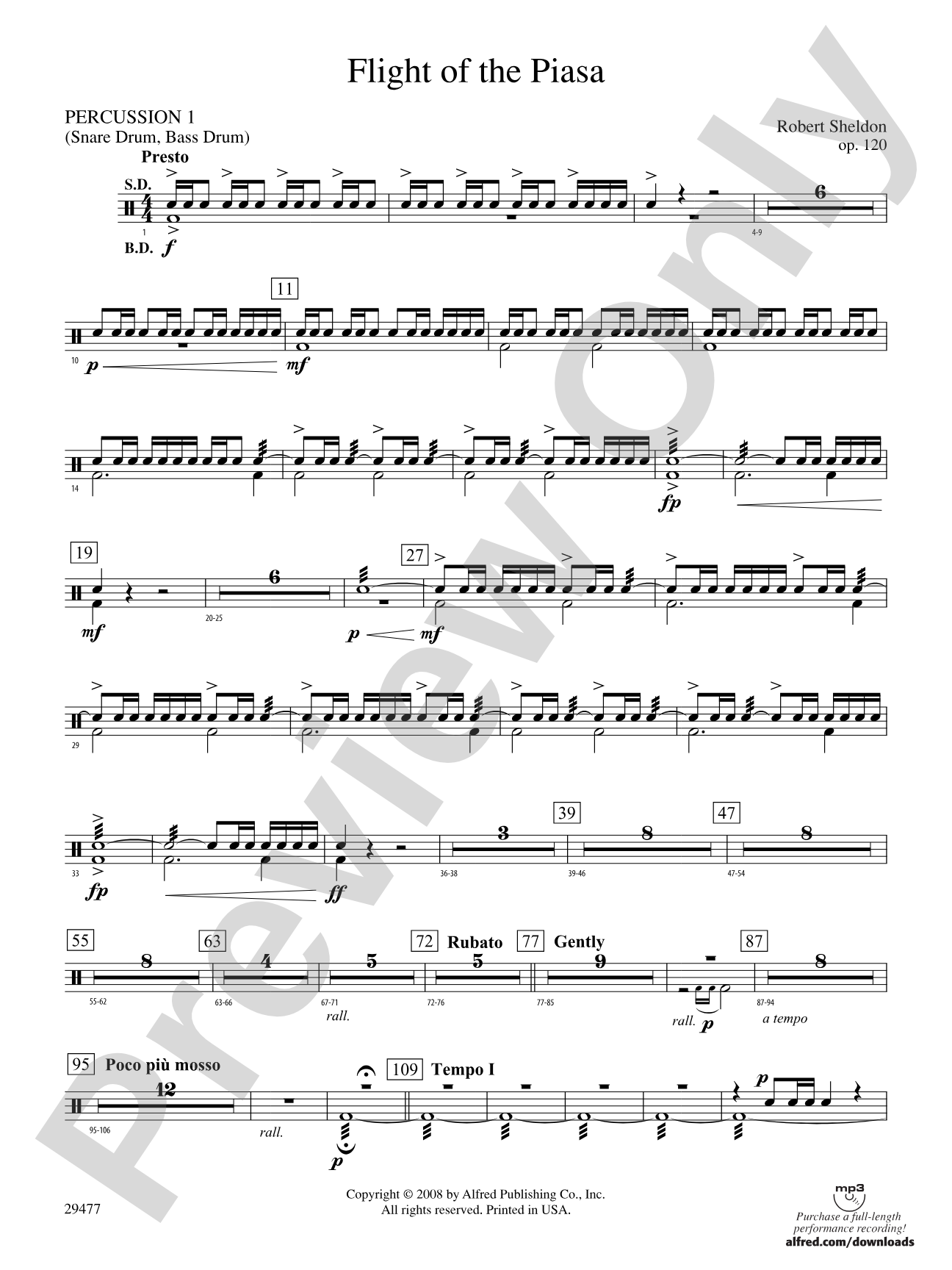 Flight of the Piasa: 1st Percussion