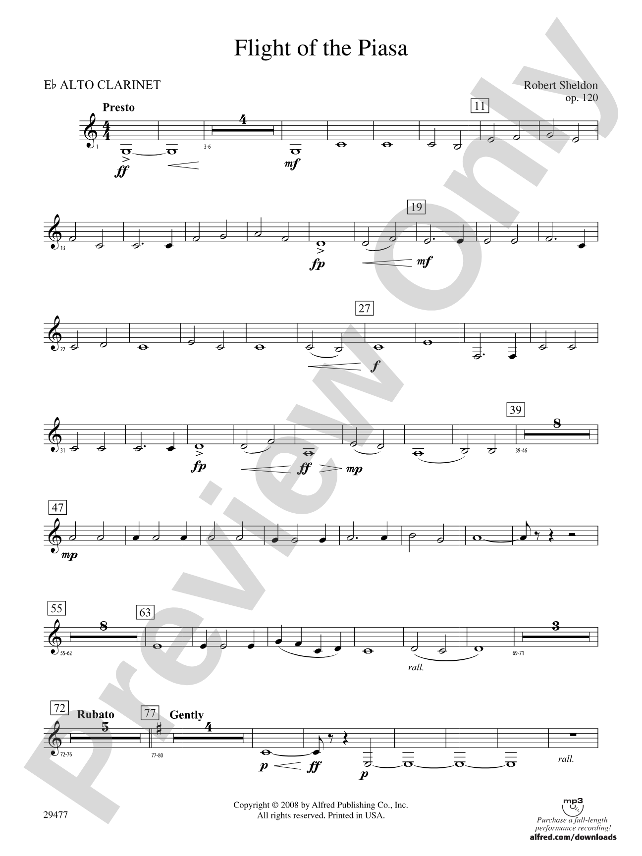 Flight of the Piasa: (wp) E-flat Alto Clarinet