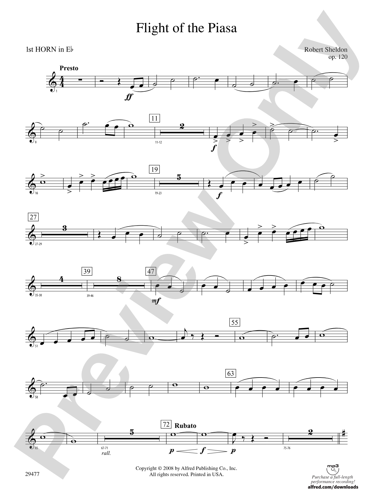 Flight of the Piasa: (wp) 1st Horn in E-flat