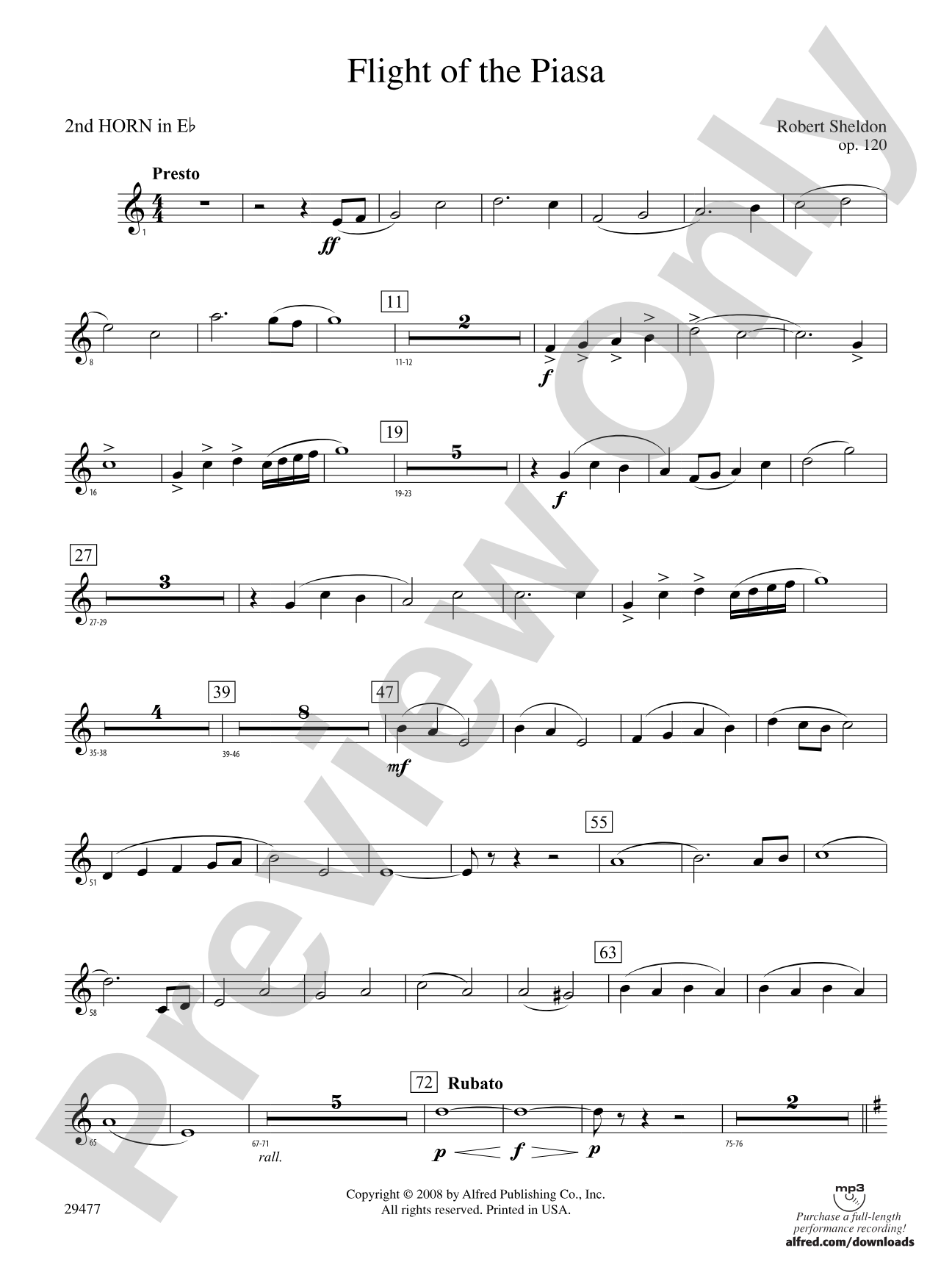 Flight of the Piasa: (wp) 2nd Horn in E-flat