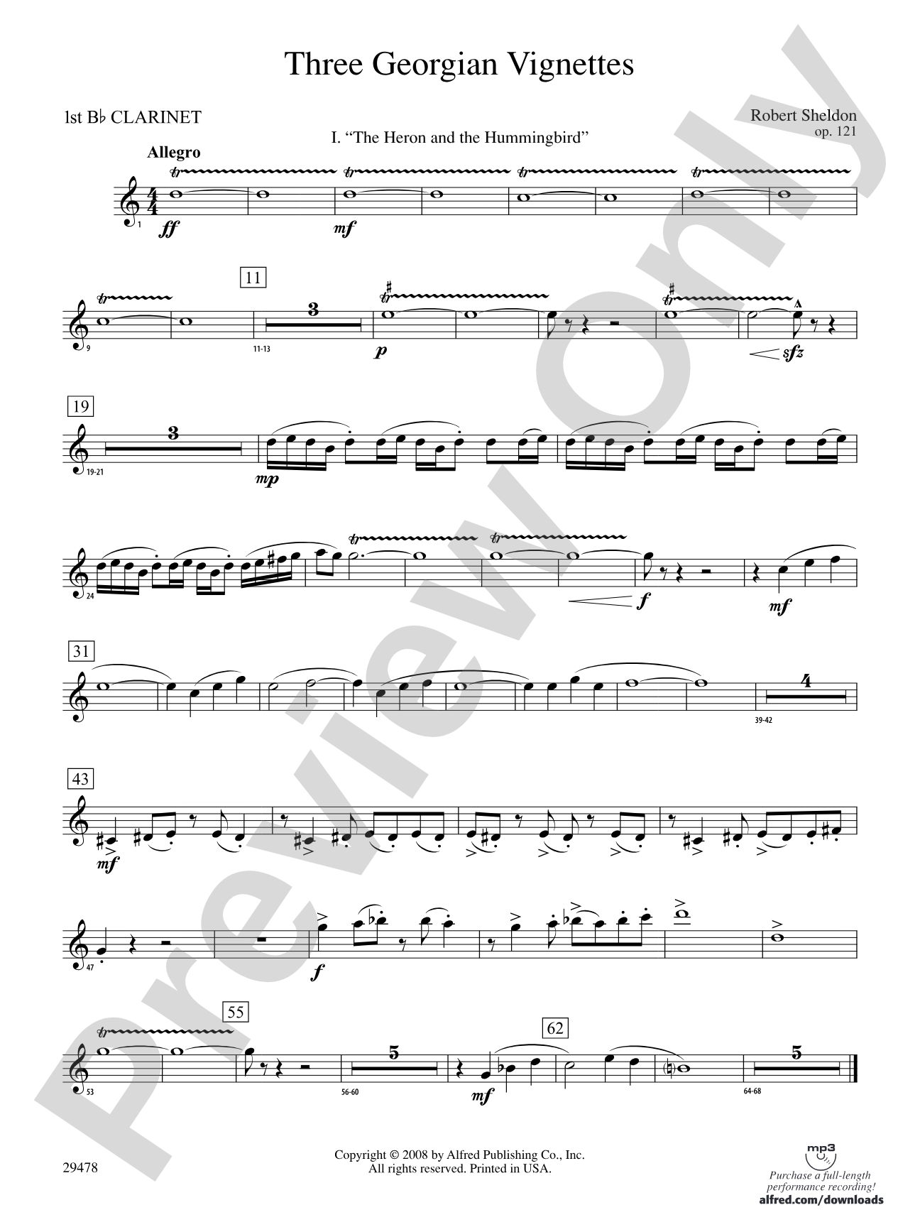 Three Georgian Vignettes: 1st B-flat Clarinet