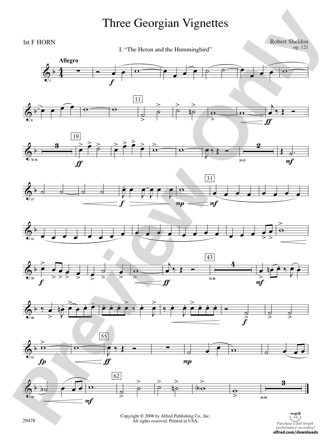 Three Georgian Vignettes: 1st F Horn
